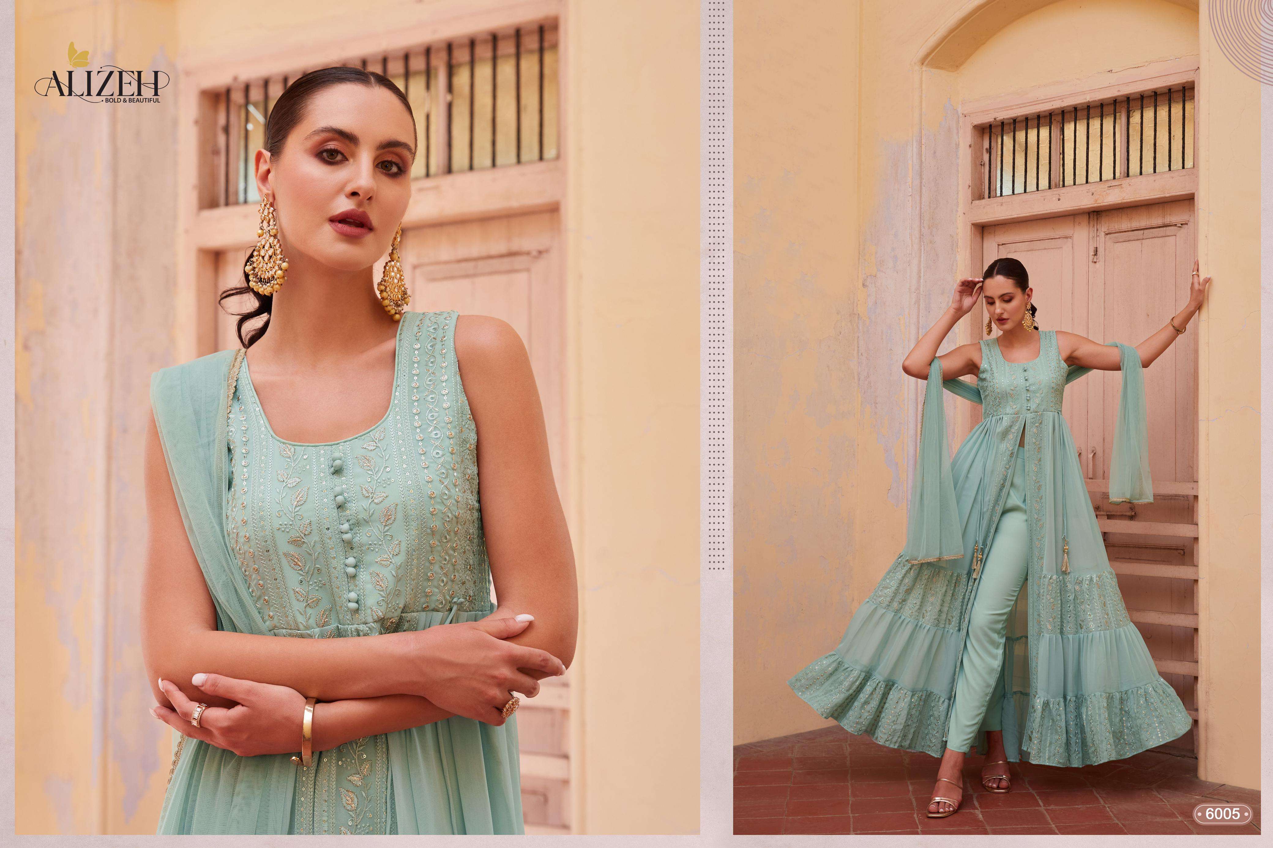 alizeh gulbahar 4 georgette festive look top bottom with dupatta catalog 