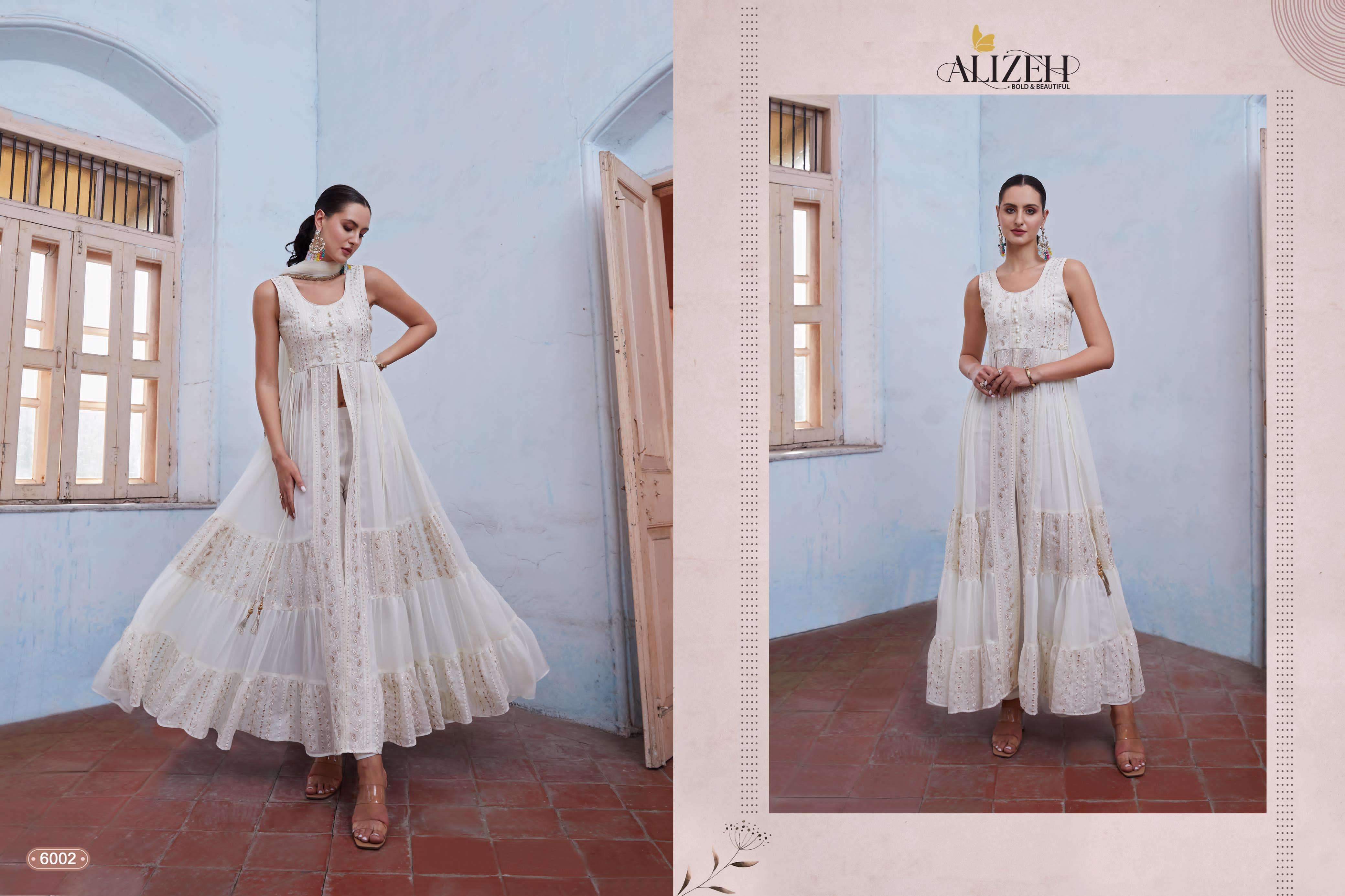 alizeh gulbahar 4 georgette festive look top bottom with dupatta catalog 