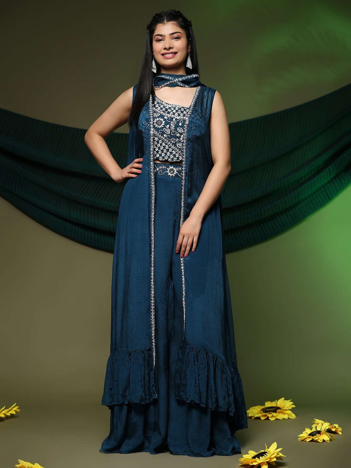 amoha trendz d no 1016375 chinon decent embroidery look crop top catalog