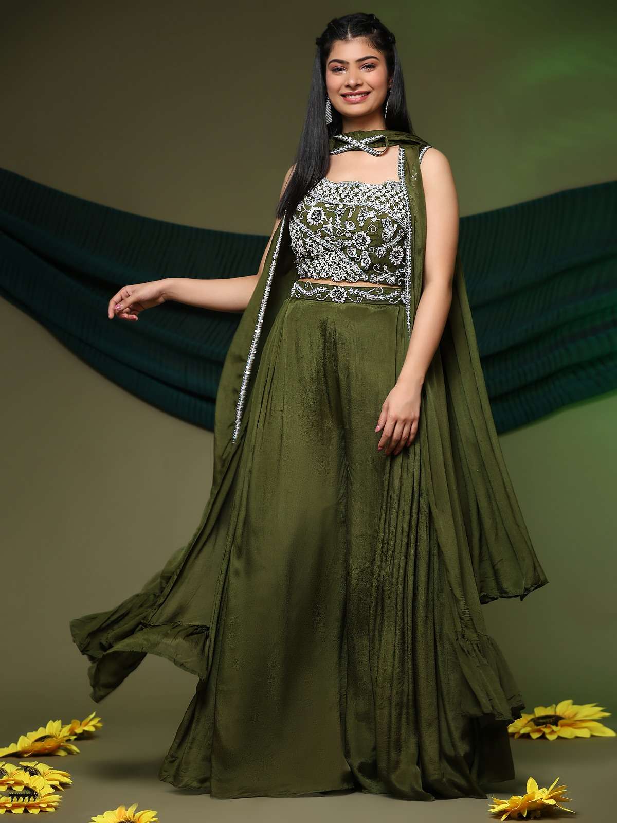 amoha trendz d no 1016375 chinon decent embroidery look crop top catalog