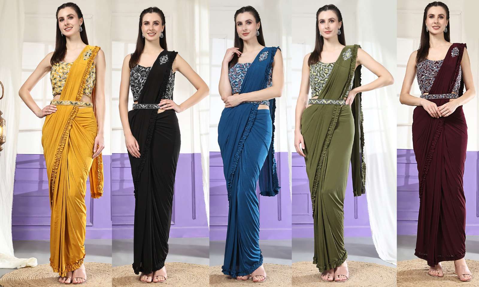 amoha trendz d no 101995 imported fabric catchy look saree catalog