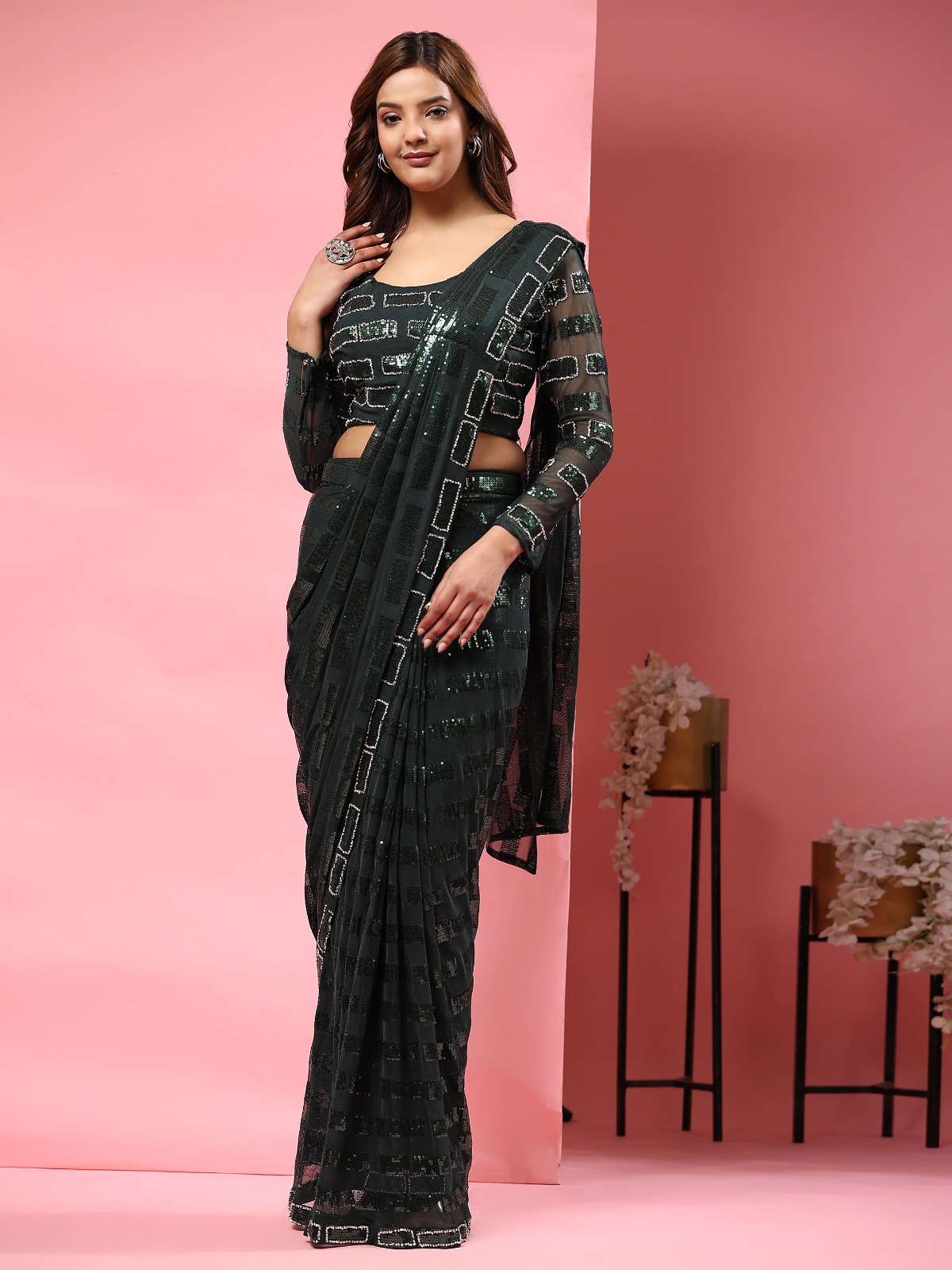 amoha trendz d no A326 georgatte graceful look saree catalog