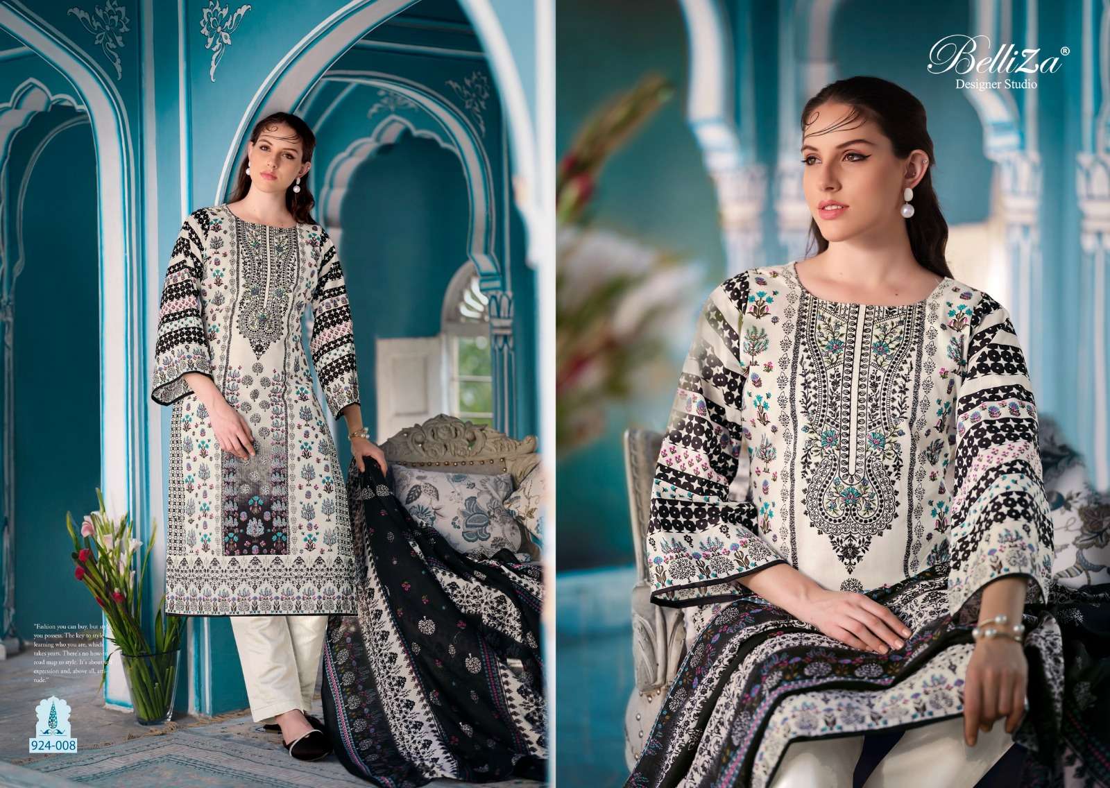 belliza designer studio naira black and white cotton catchy look salwar suit catalog