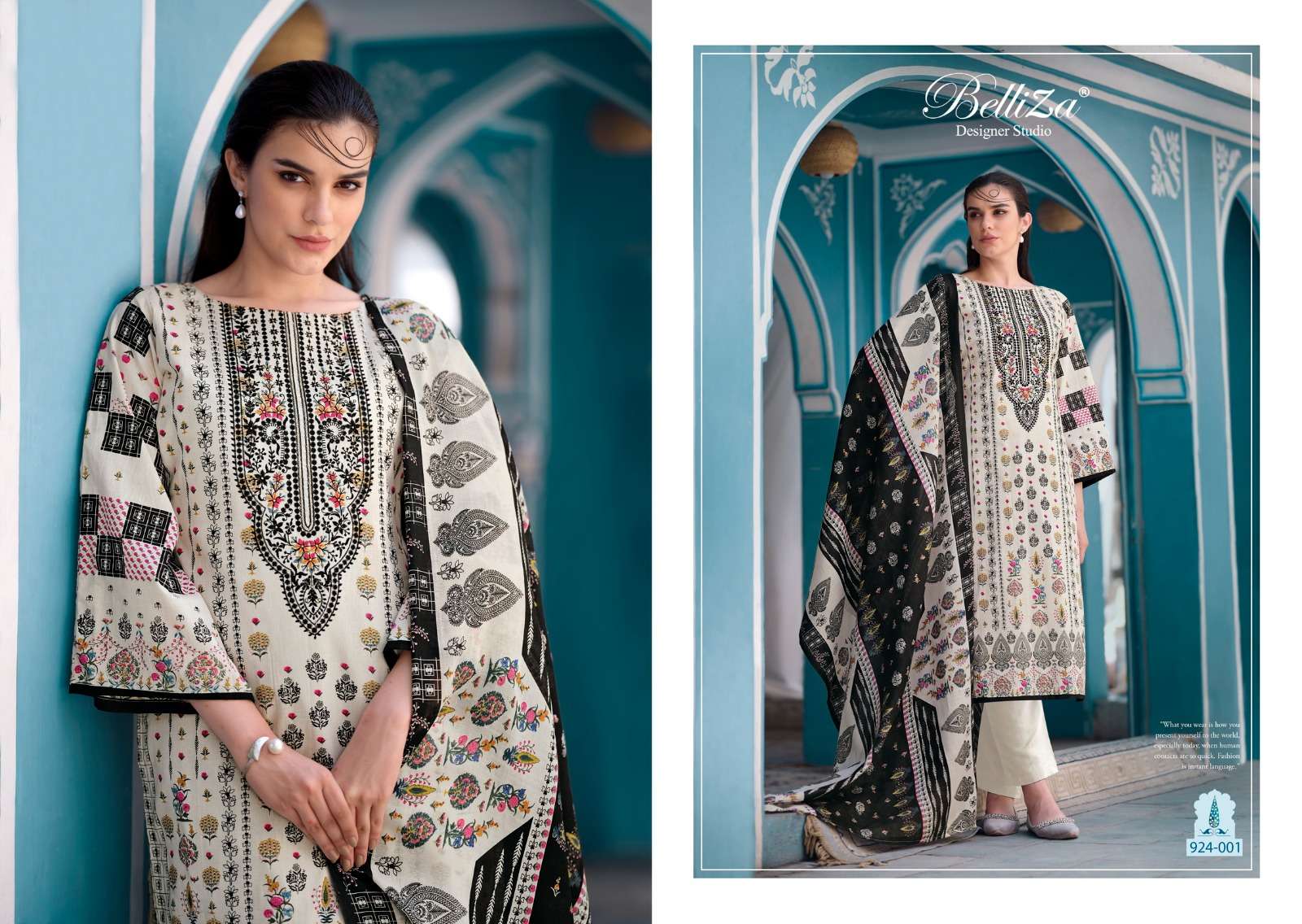 belliza designer studio naira black and white cotton catchy look salwar suit catalog