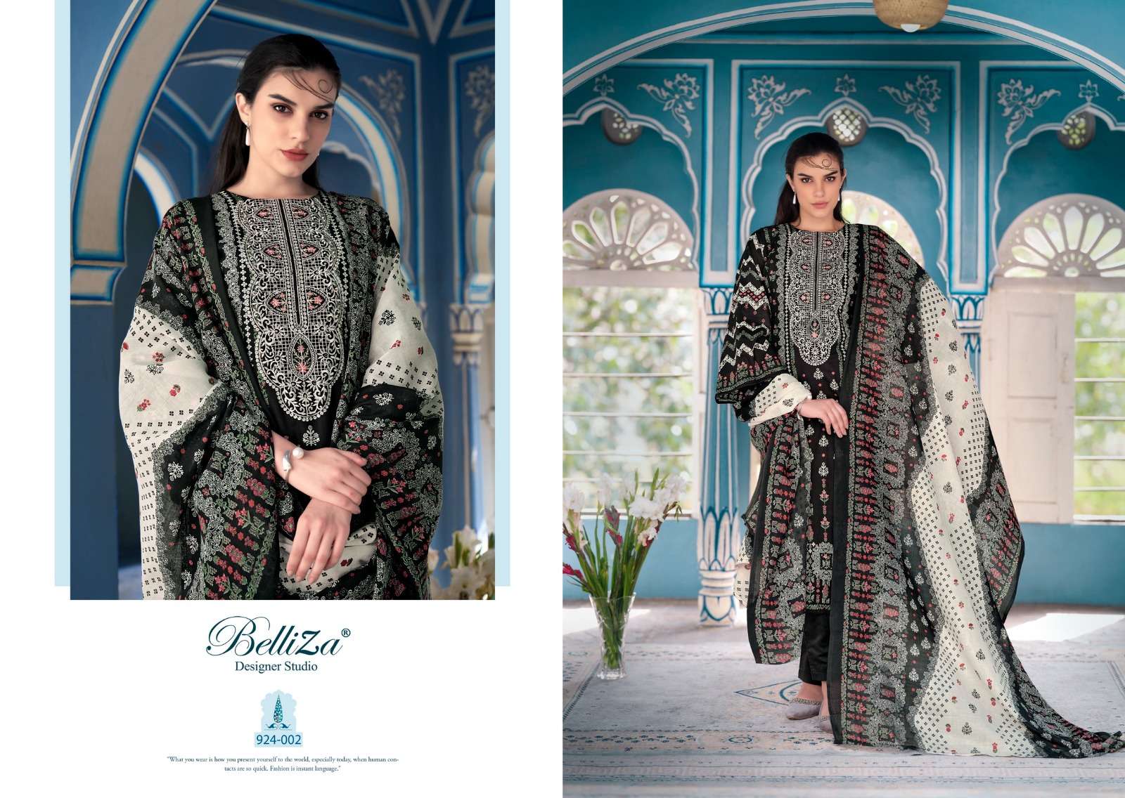 belliza designer studio naira black and white cotton catchy look salwar suit catalog