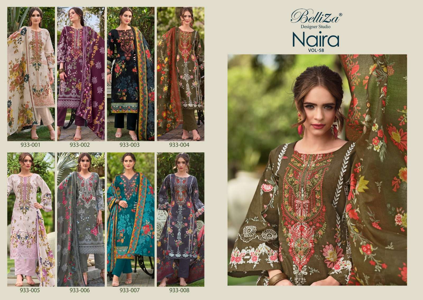 belliza designer studio naira vol 58 cotton catchy look salwar suit catalog