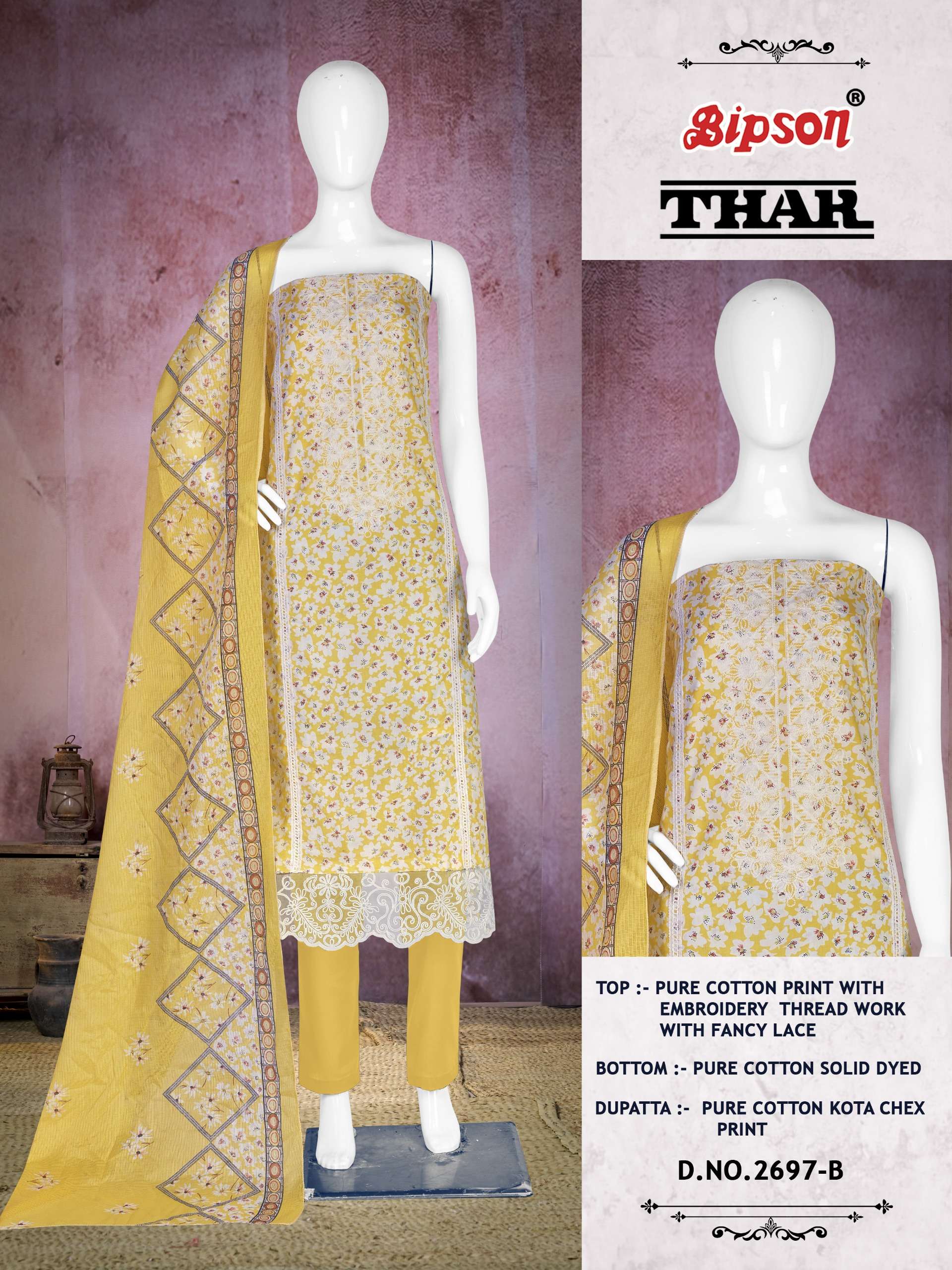 bipson thar 2697 cotton attrective print salwar suit catalog