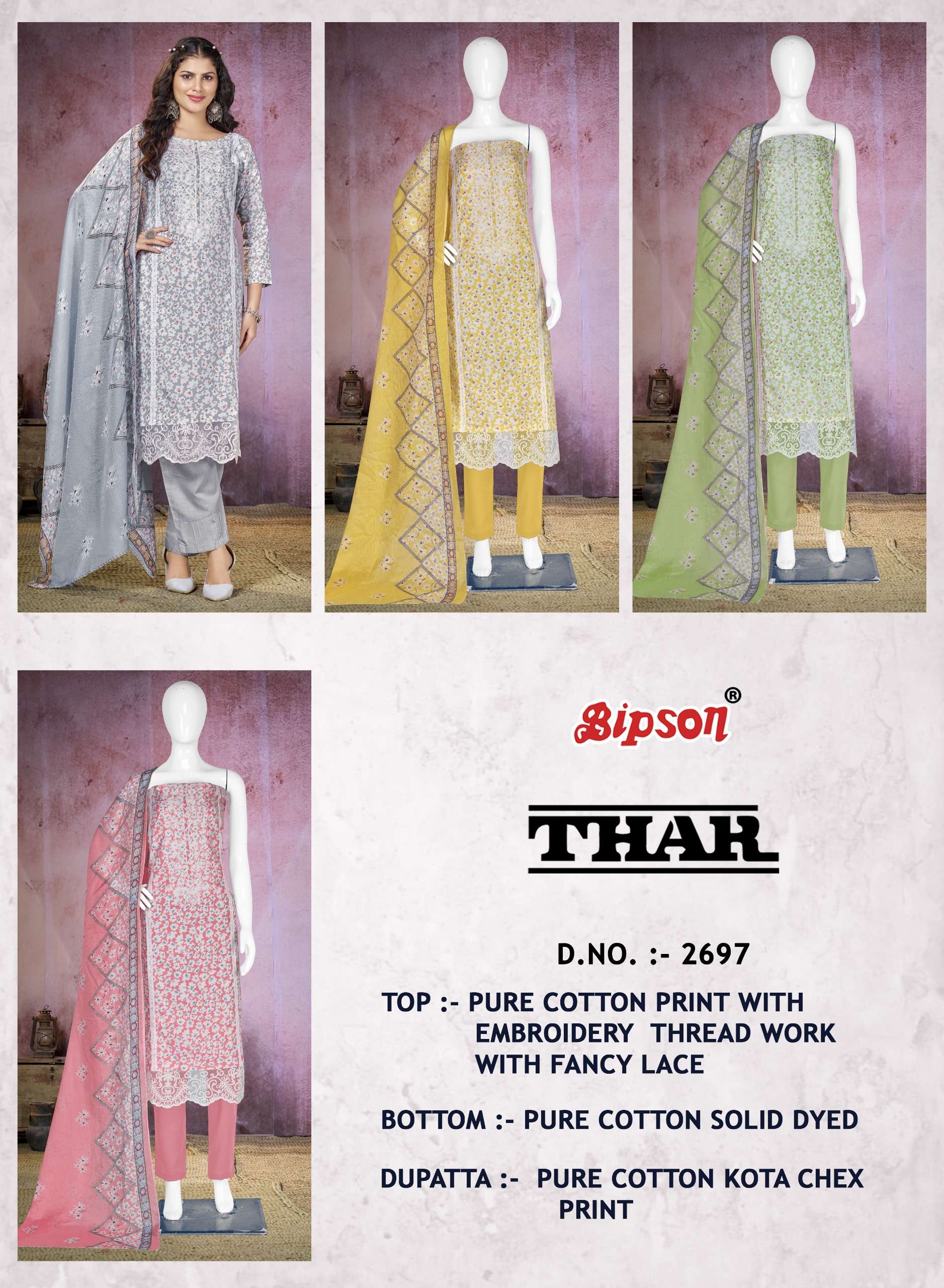 bipson thar 2697 cotton attrective print salwar suit catalog