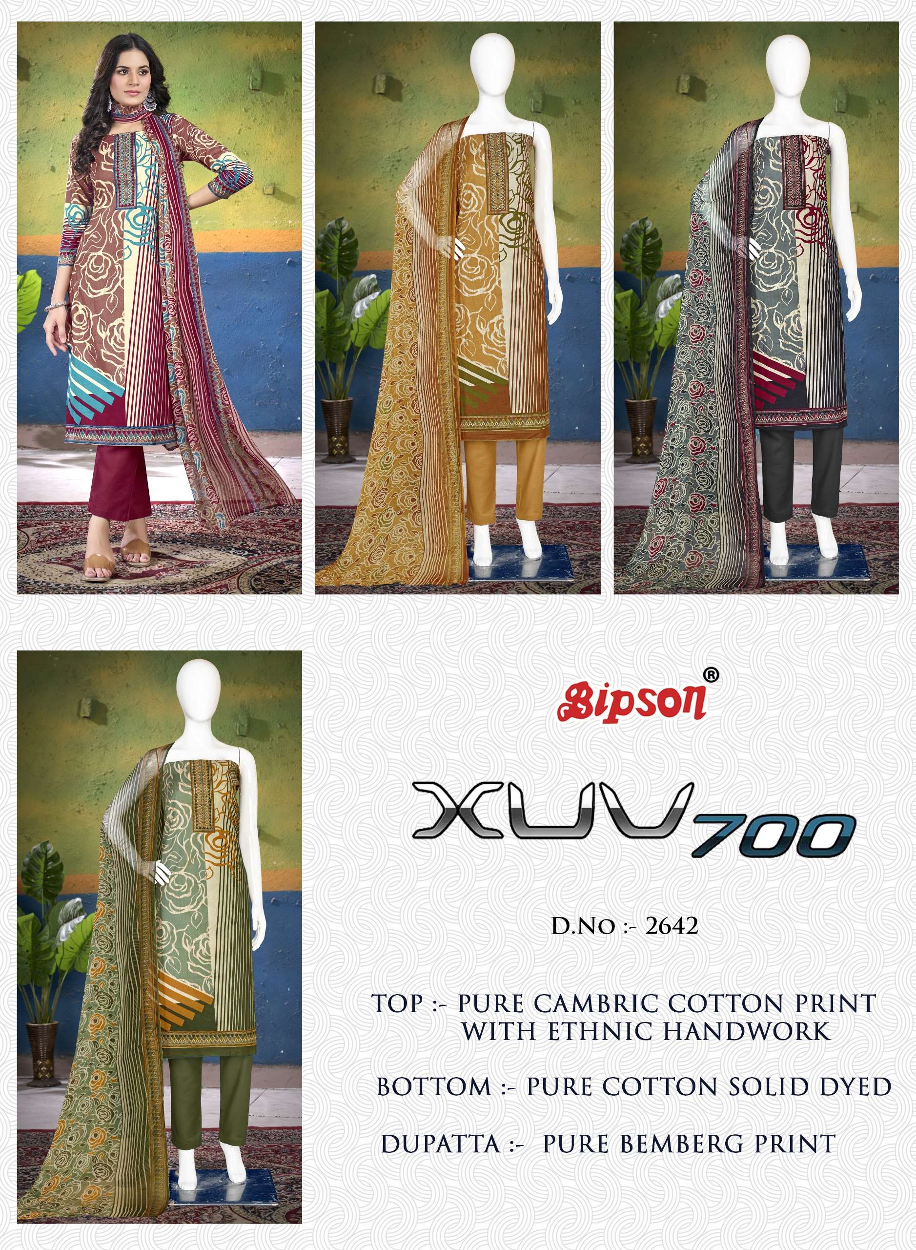 bipson XUV 700 2642 cotton attrective print salwar suit catalog