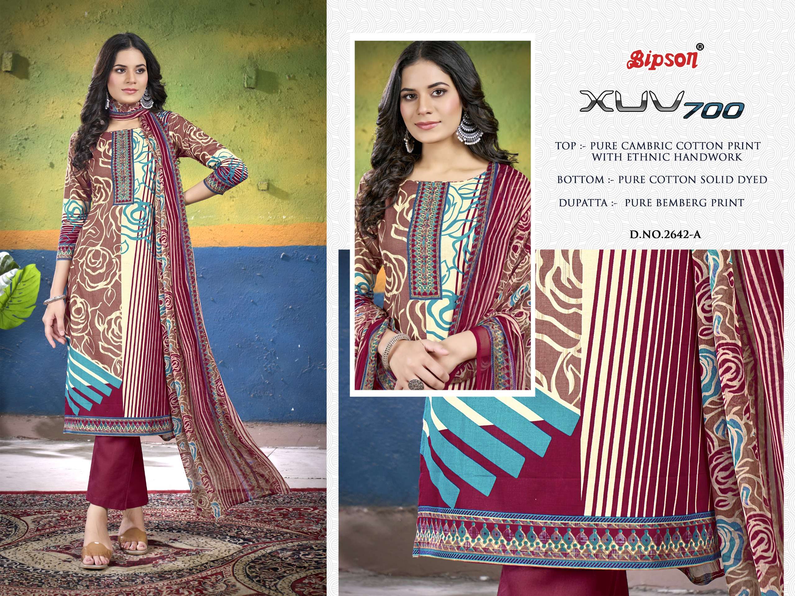 bipson XUV 700 2642 cotton attrective print salwar suit catalog