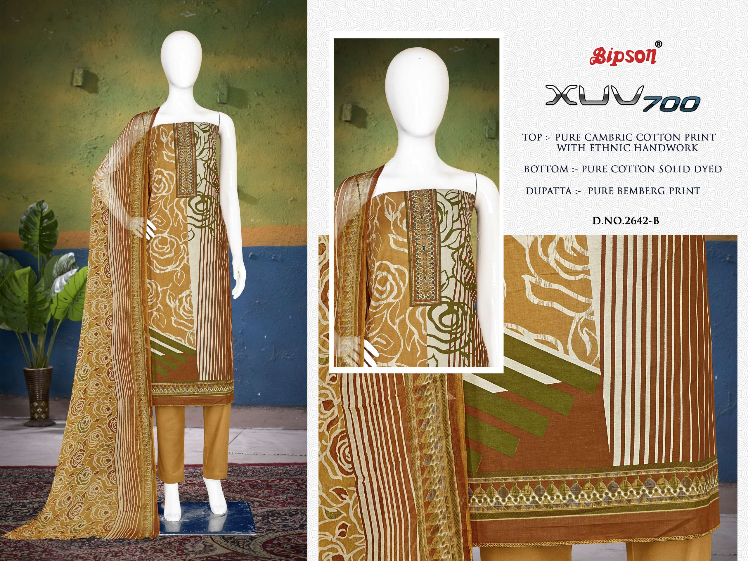 bipson XUV 700 2642 cotton attrective print salwar suit catalog