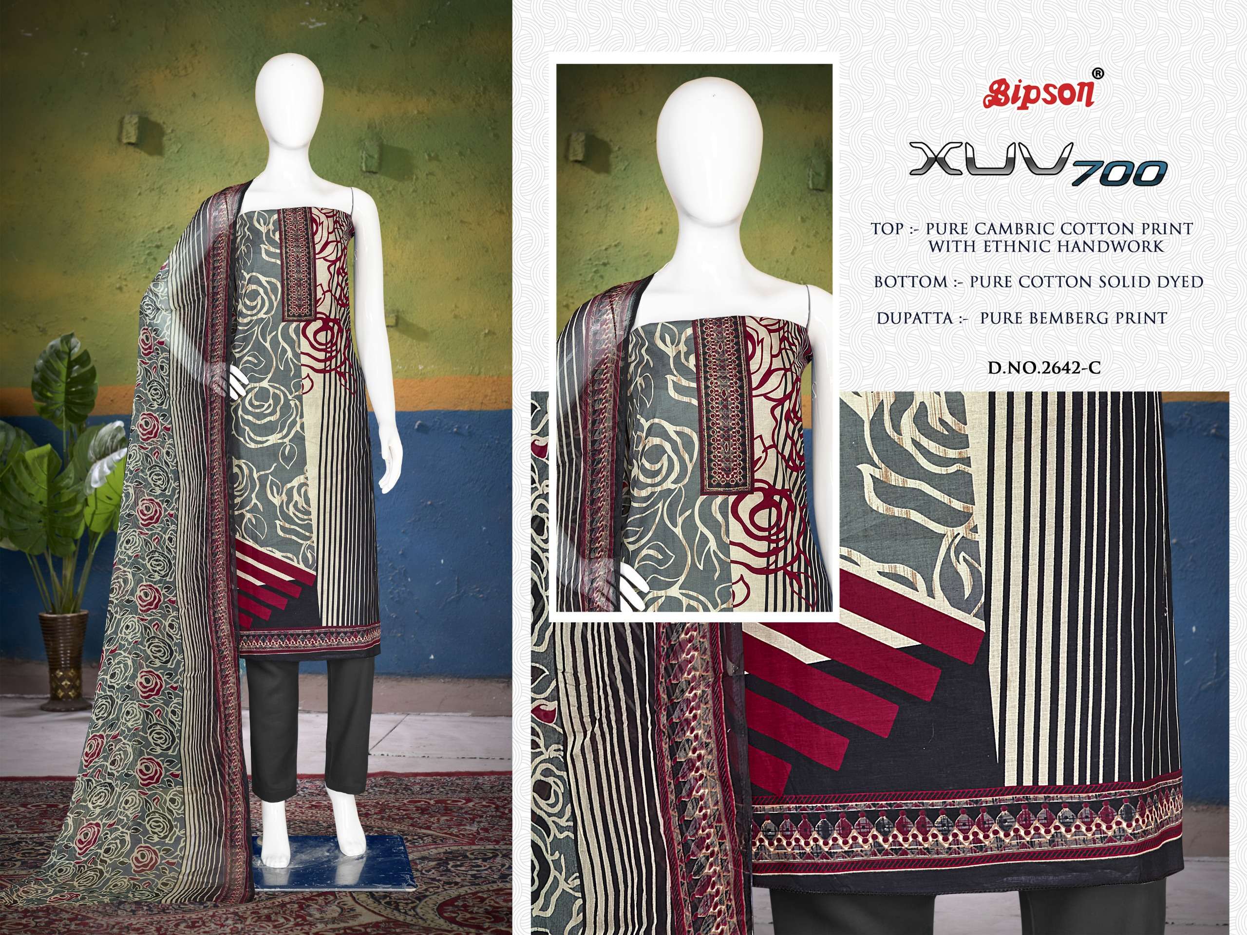 bipson XUV 700 2642 cotton attrective print salwar suit catalog