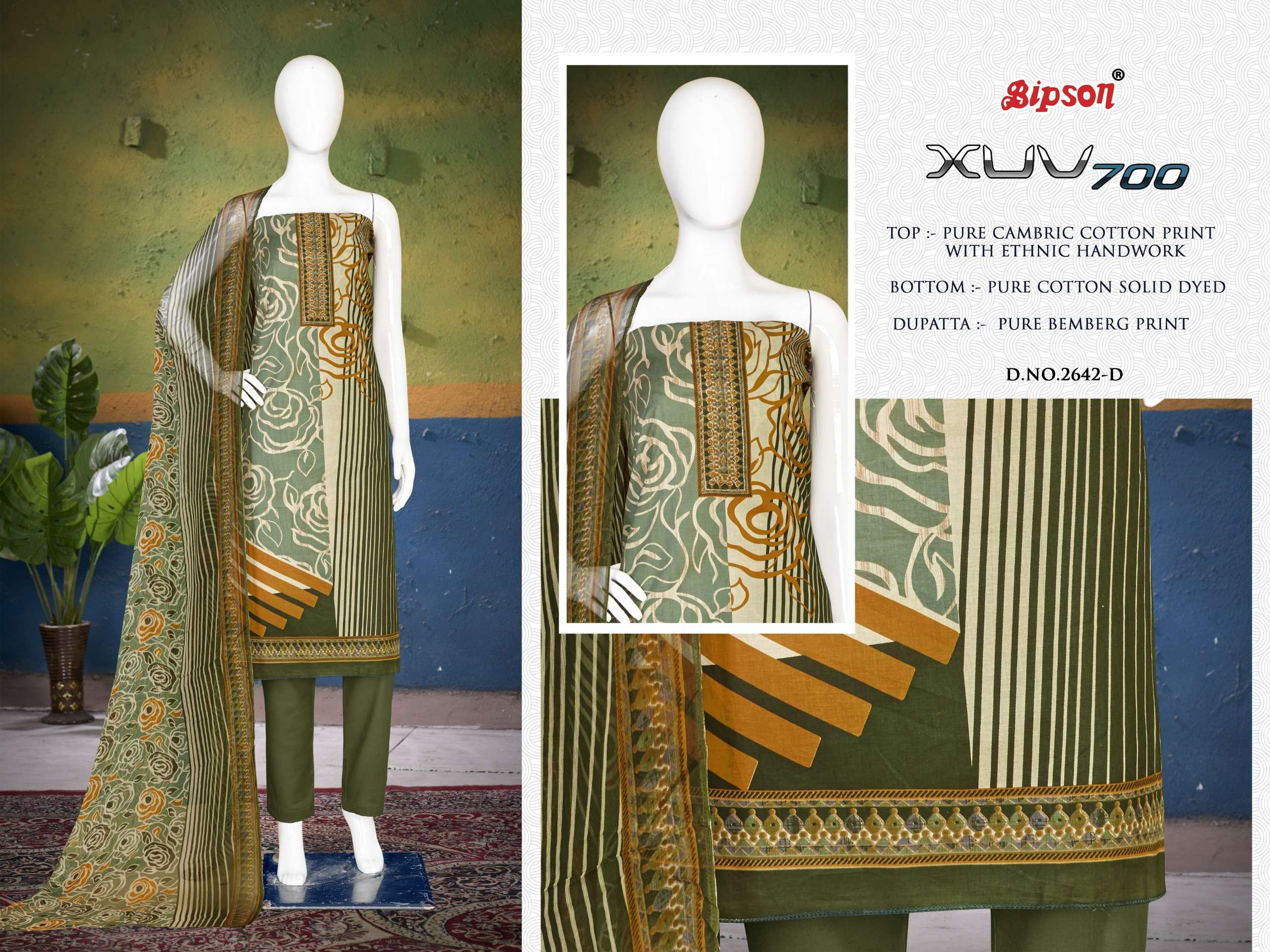 bipson XUV 700 2642 cotton attrective print salwar suit catalog