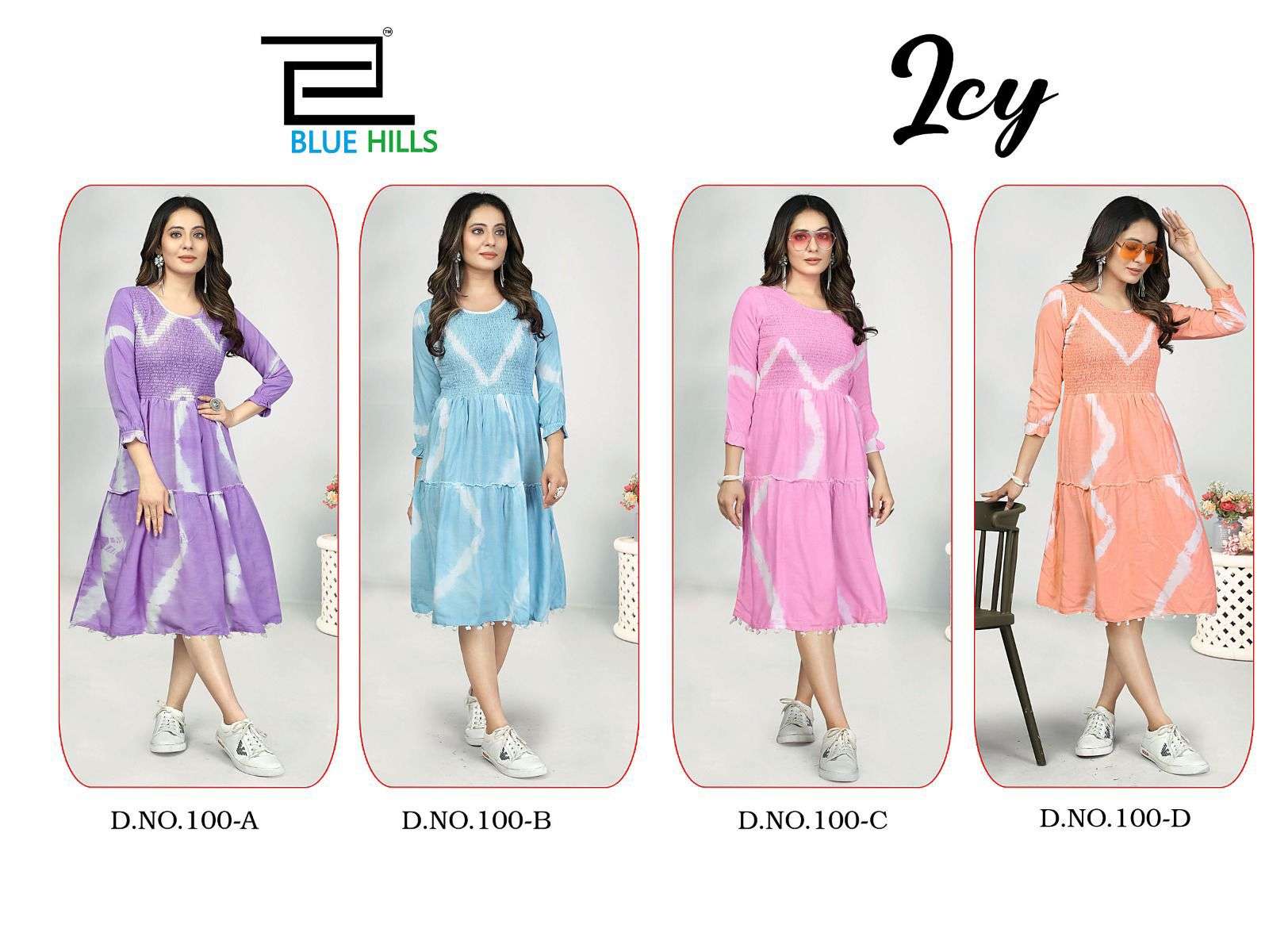 blue hills icy rayon elegant kurti catalog