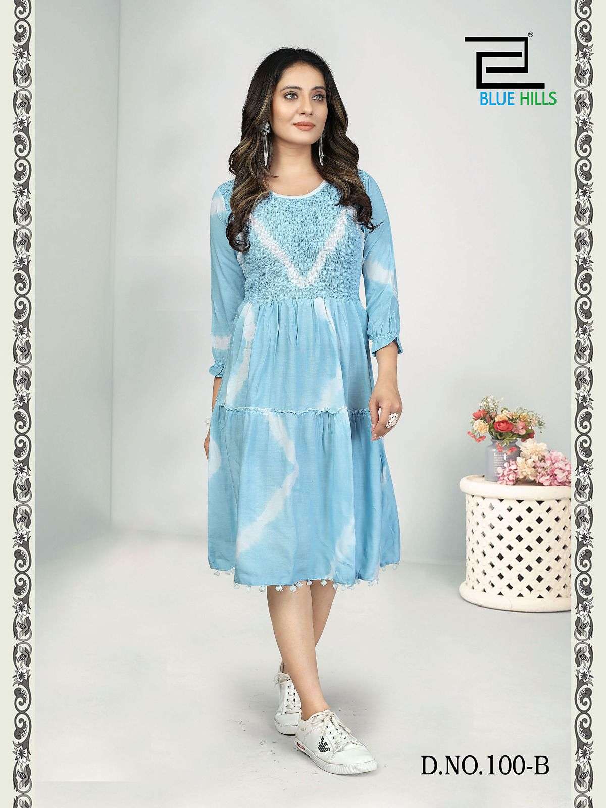 blue hills icy rayon elegant kurti catalog