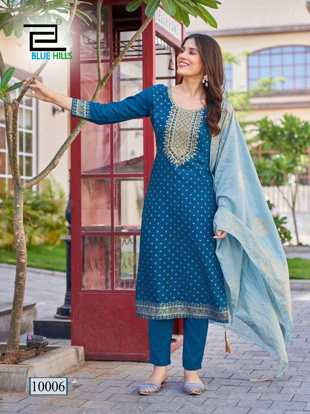 blue hills royal touch vol 10 rayon elegant top bottom with dupatta catalog