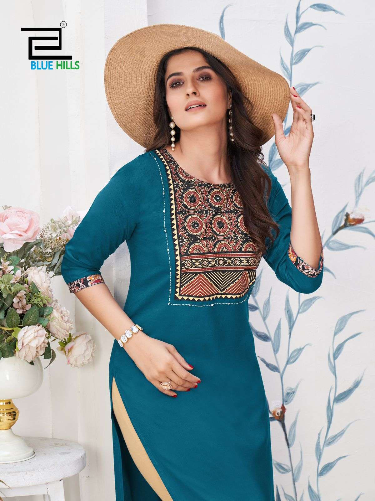 bluehills cadbury rayon attrective look kurti catalog