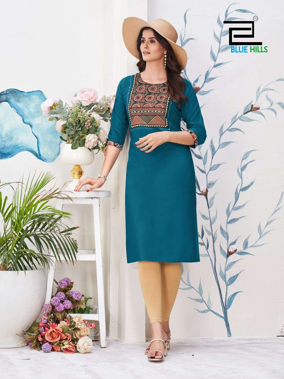 bluehills cadbury rayon attrective look kurti catalog