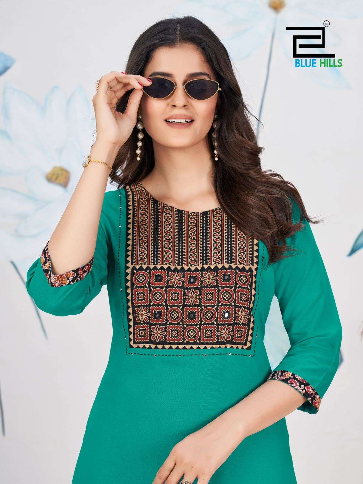 bluehills cadbury rayon attrective look kurti catalog