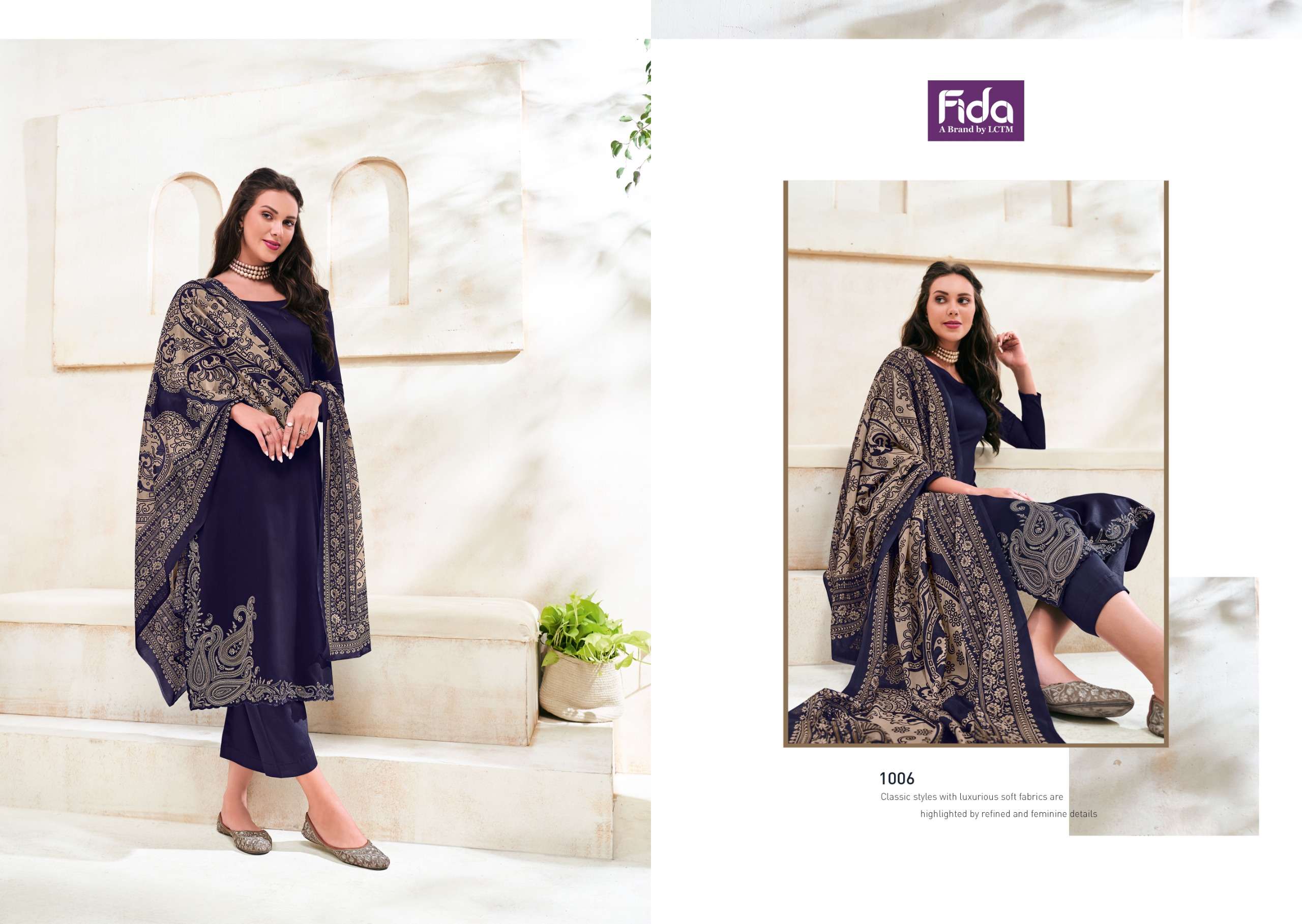 fida zahavi cotton satin attrective look salwar suit catalog