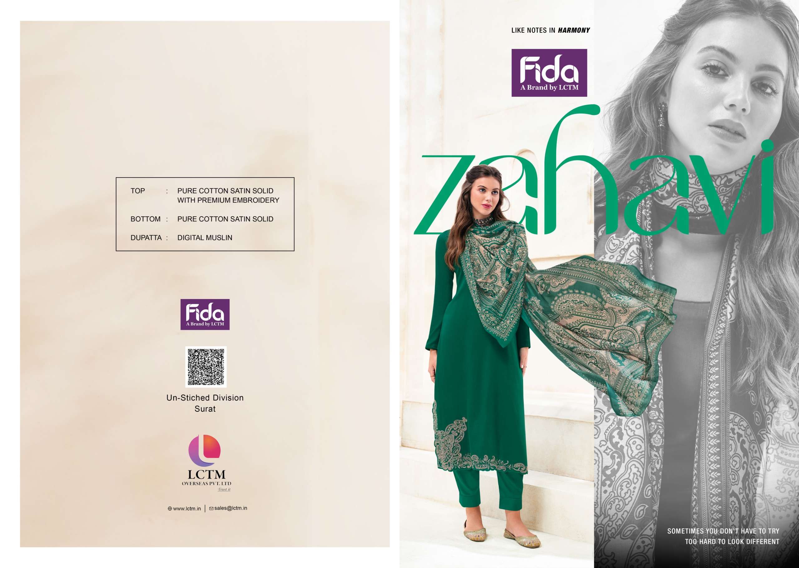 fida zahavi cotton satin attrective look salwar suit catalog