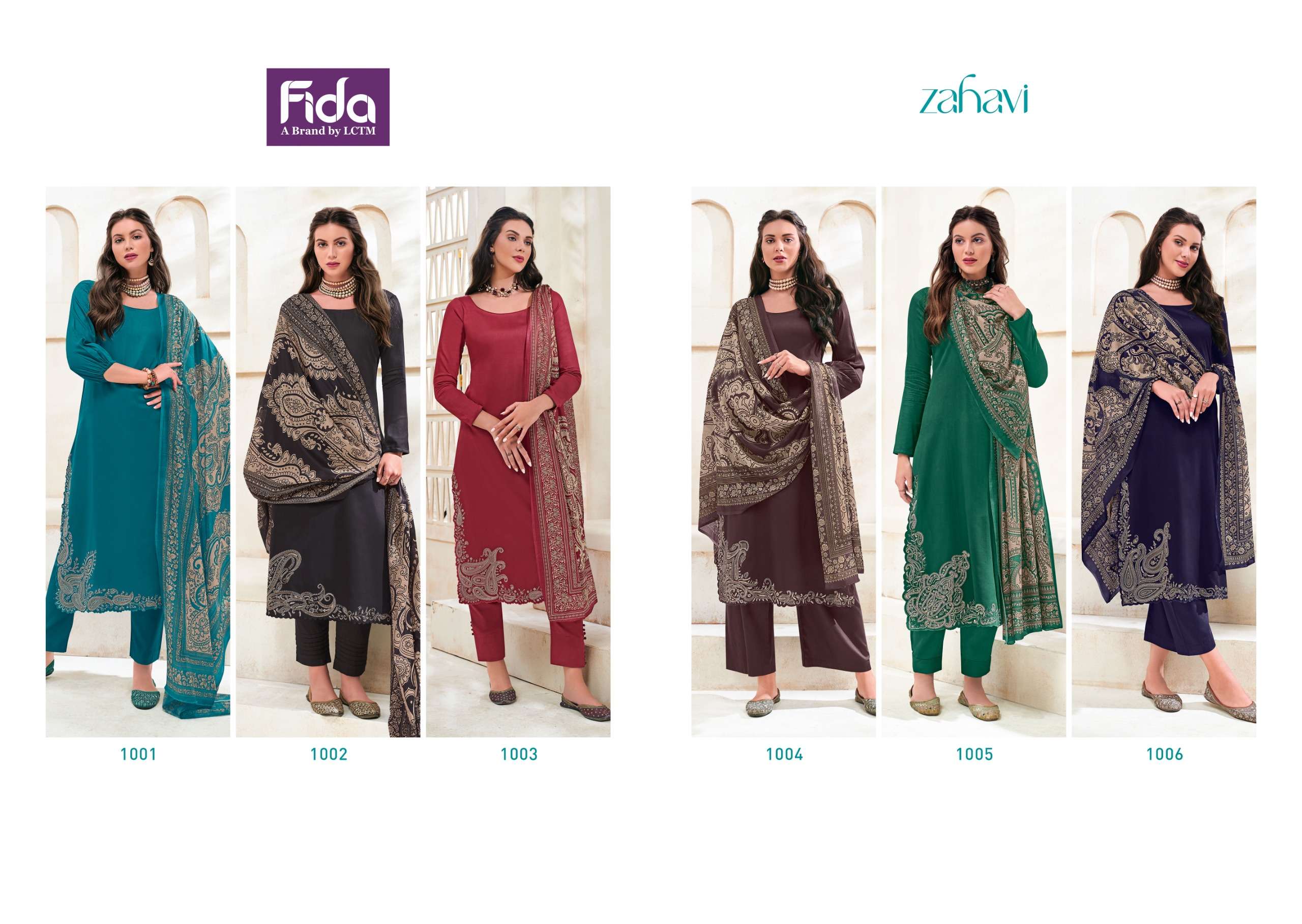 fida zahavi cotton satin attrective look salwar suit catalog