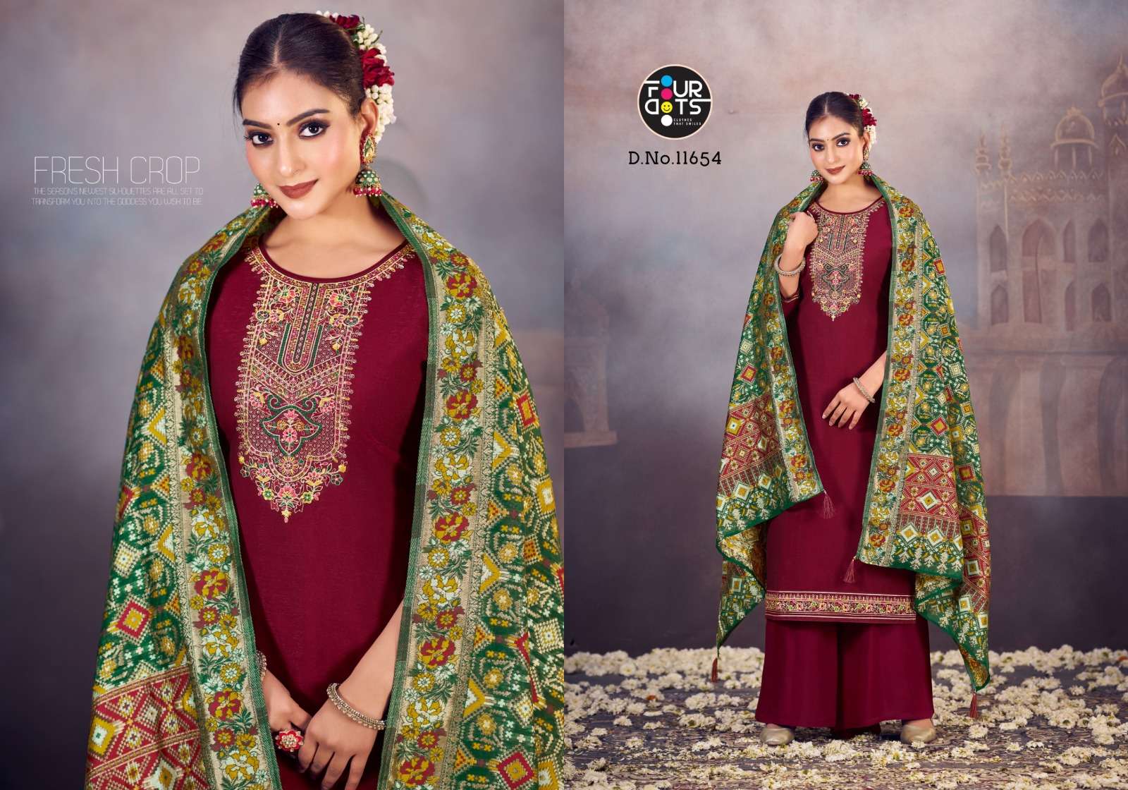 fourdots loren edition 2 tissue simmer silk elegant salwar suit catalog