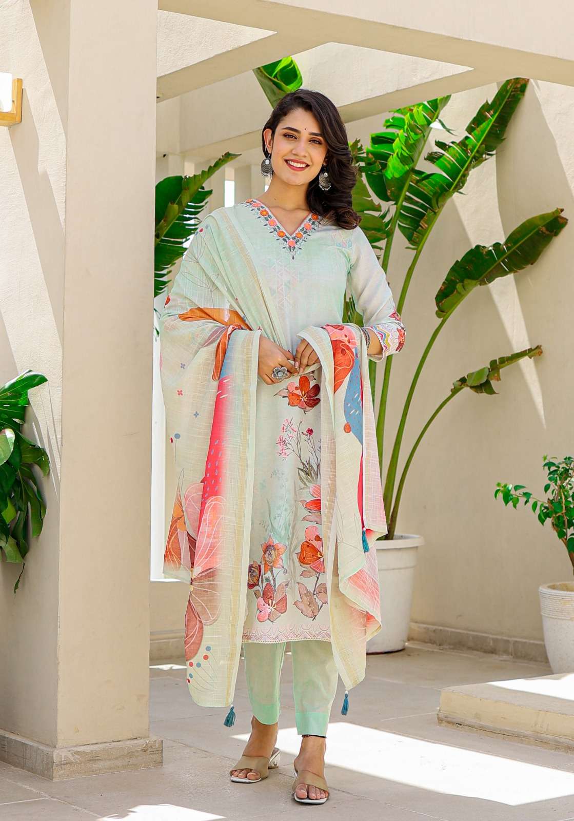 Khazana Suit label khoj linen catchy look top bottom with dupatta size set