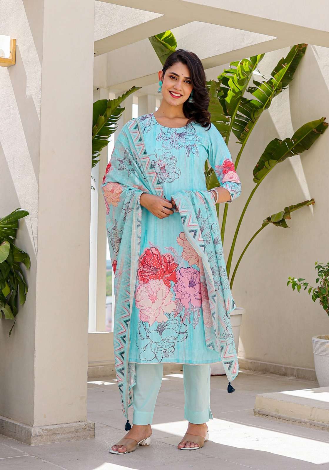 Khazana Suit label khoj linen catchy look top bottom with dupatta size set