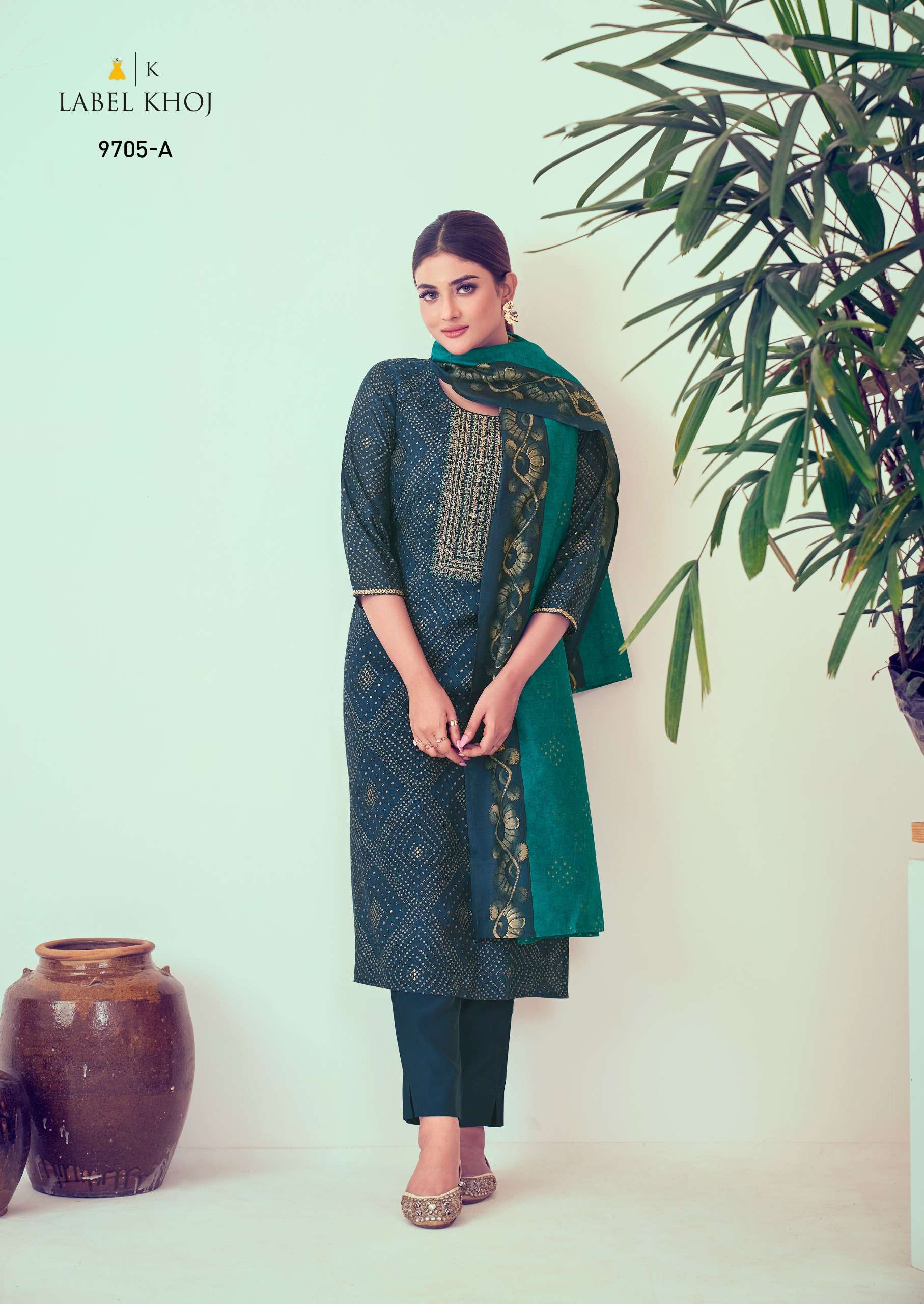 Khazana Suit label khoj roman silk catchy look top bottom with dupatta size set