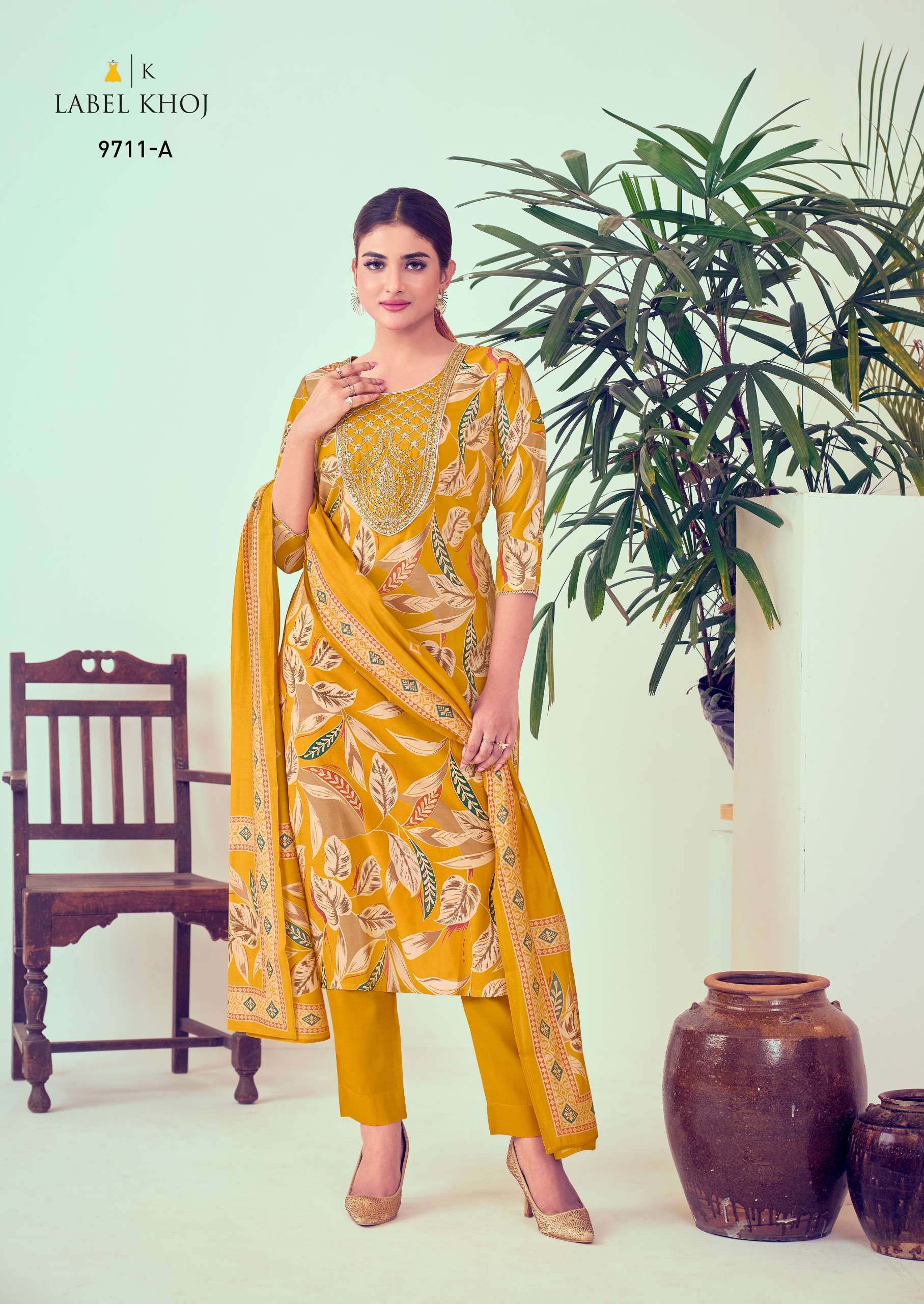 Khazana Suit label khoj roman silk catchy look top bottom with dupatta size set