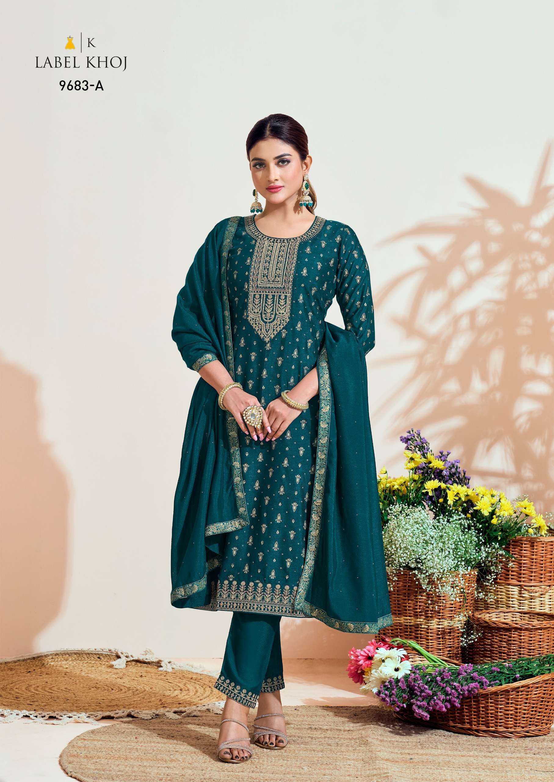 Khazana Suit label khoj vichitra silk regal look top bottom with dupatta size set