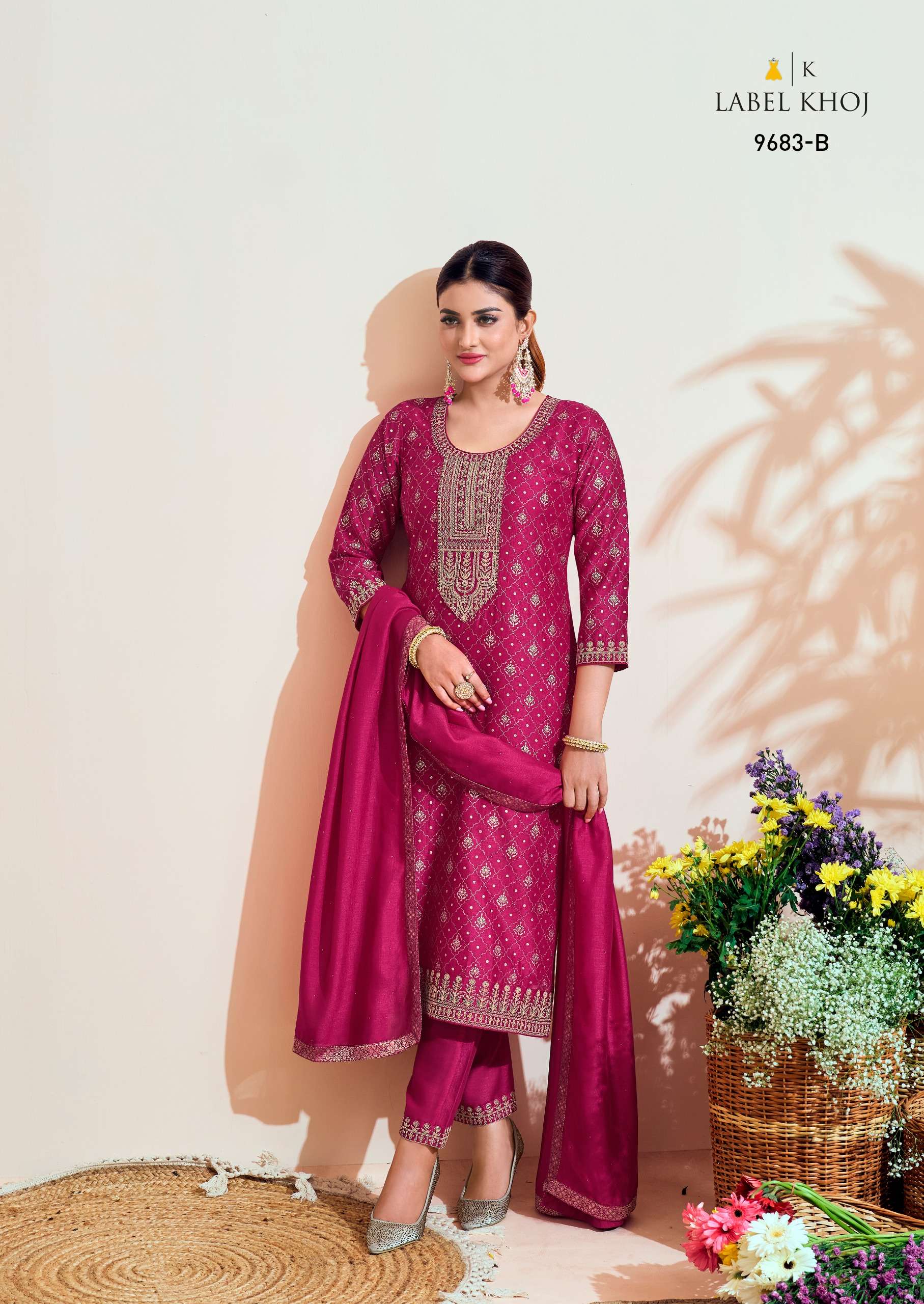 Khazana Suit label khoj vichitra silk regal look top bottom with dupatta size set