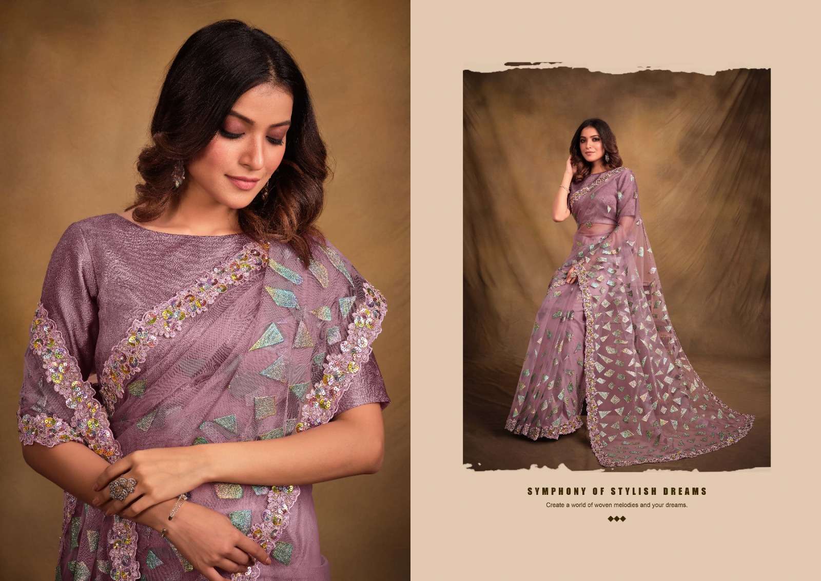 mahotsav norita 43600 series georgatte satin silk attrective look saree catalog