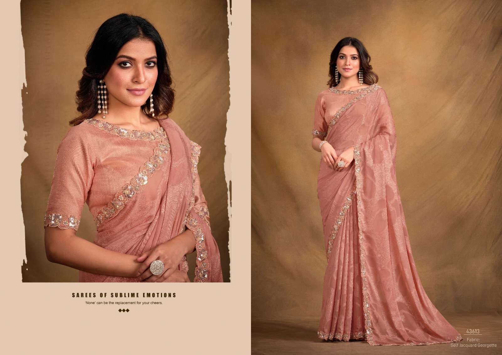 mahotsav norita 43600 series georgatte satin silk attrective look saree catalog