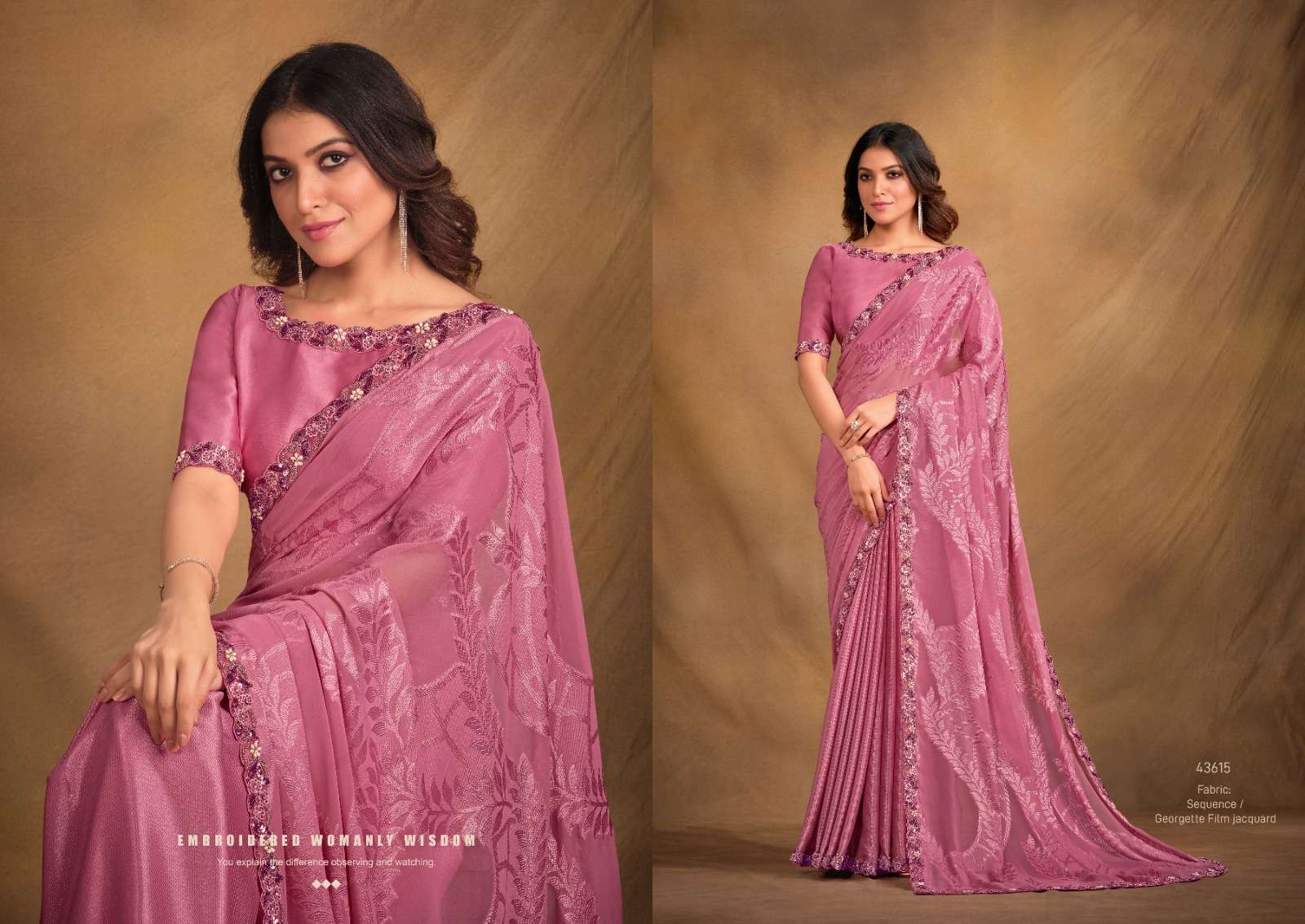 mahotsav norita 43600 series georgatte satin silk attrective look saree catalog