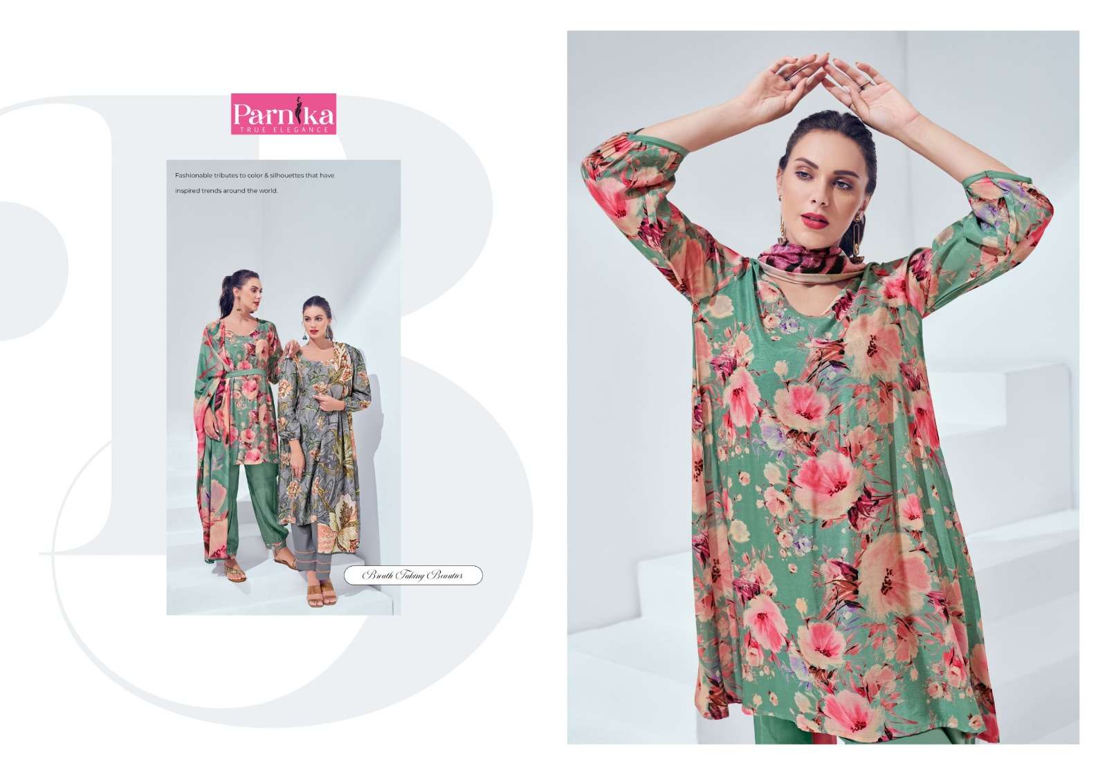 parnika laula digital fine liva silk attrective look salwar suit catalog