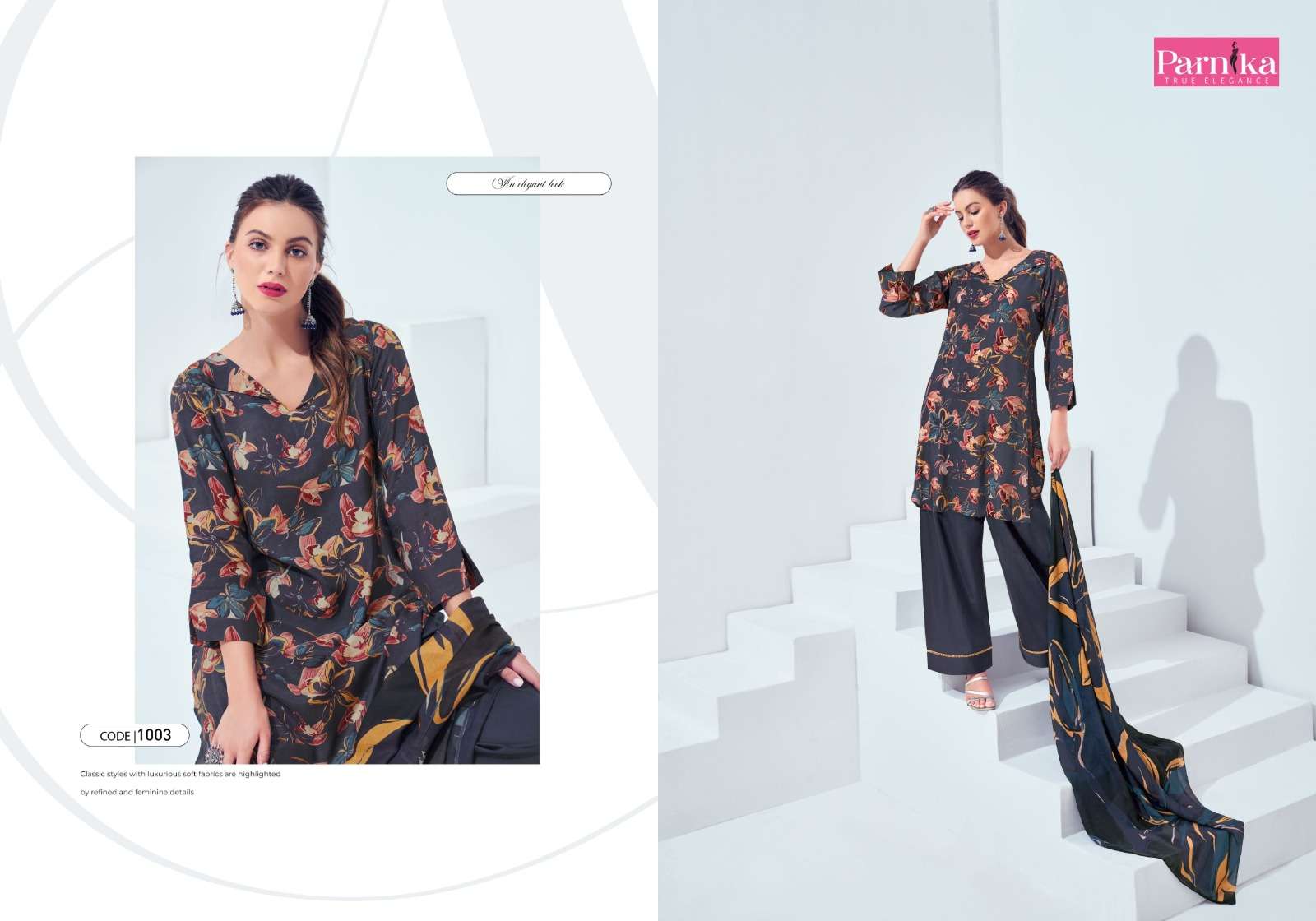 parnika laula digital fine liva silk attrective look salwar suit catalog