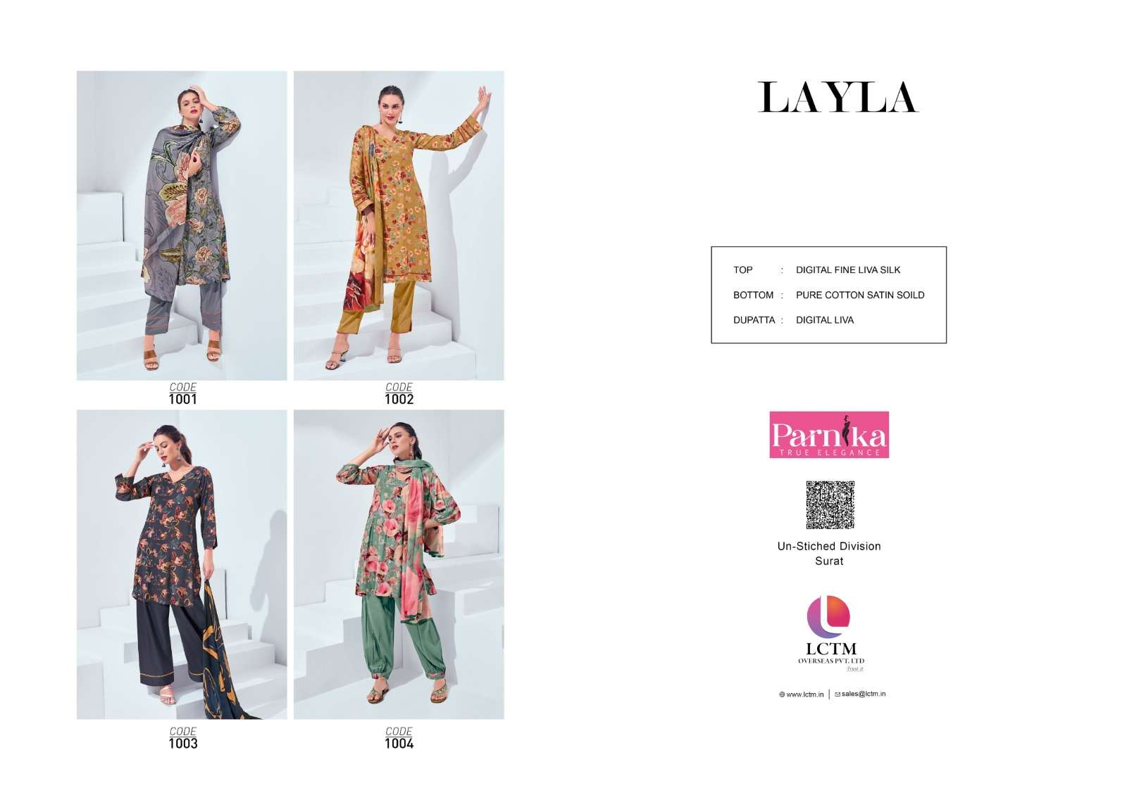 parnika laula digital fine liva silk attrective look salwar suit catalog