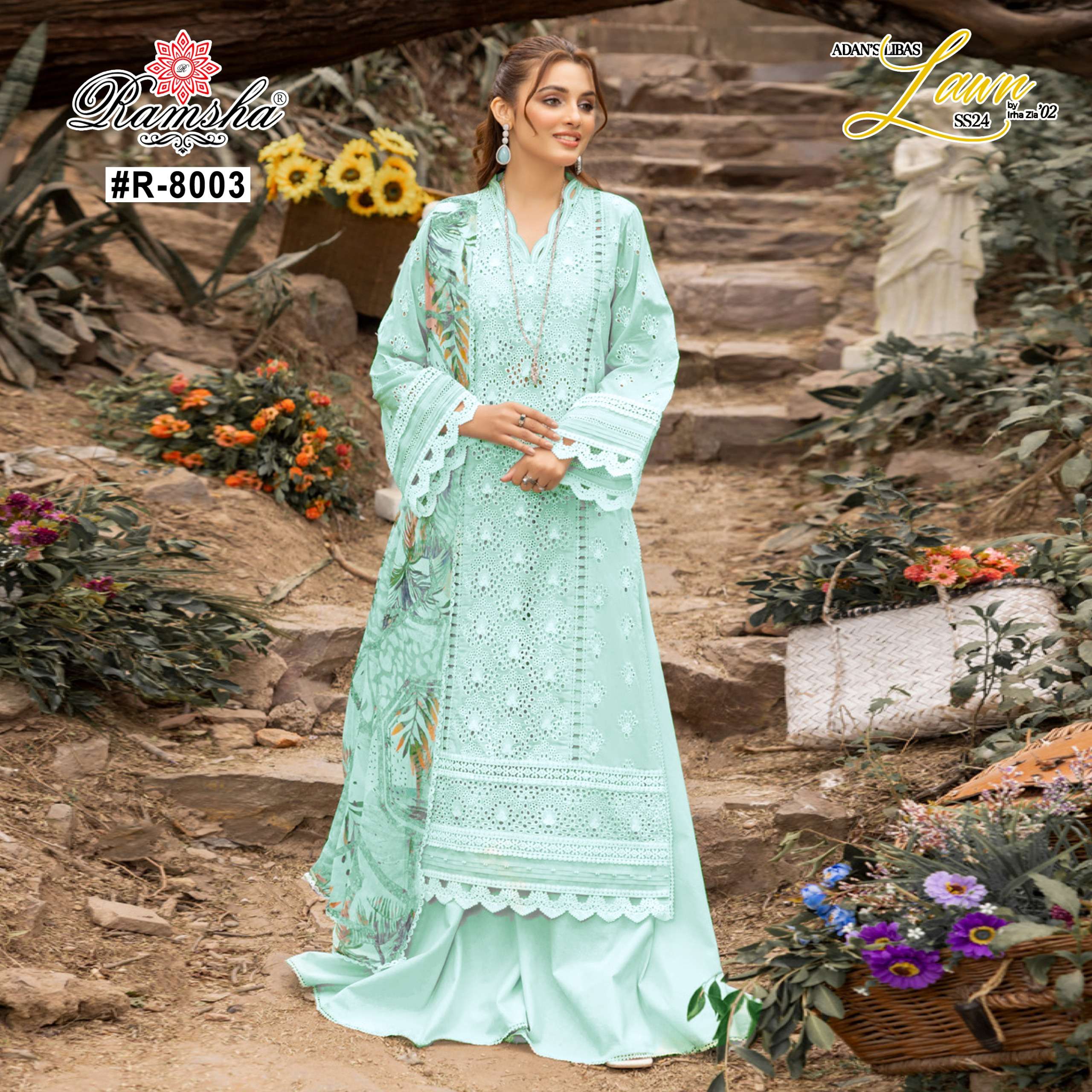 ramsha adan libas cambriv cotton elegant look kurti plazzo with dupatta catalog