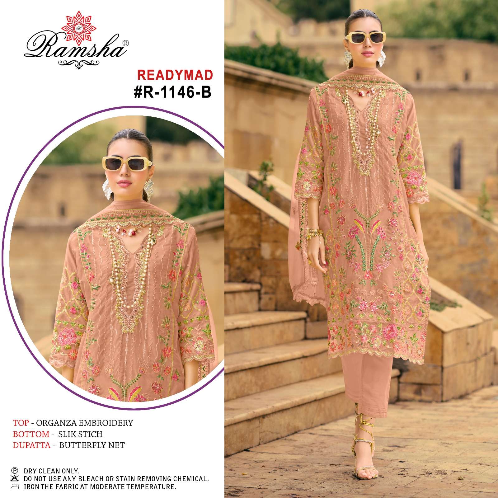 ramsha  ramsha r 1146 nx organze decent embroidery look top bottom with duaptta catalog