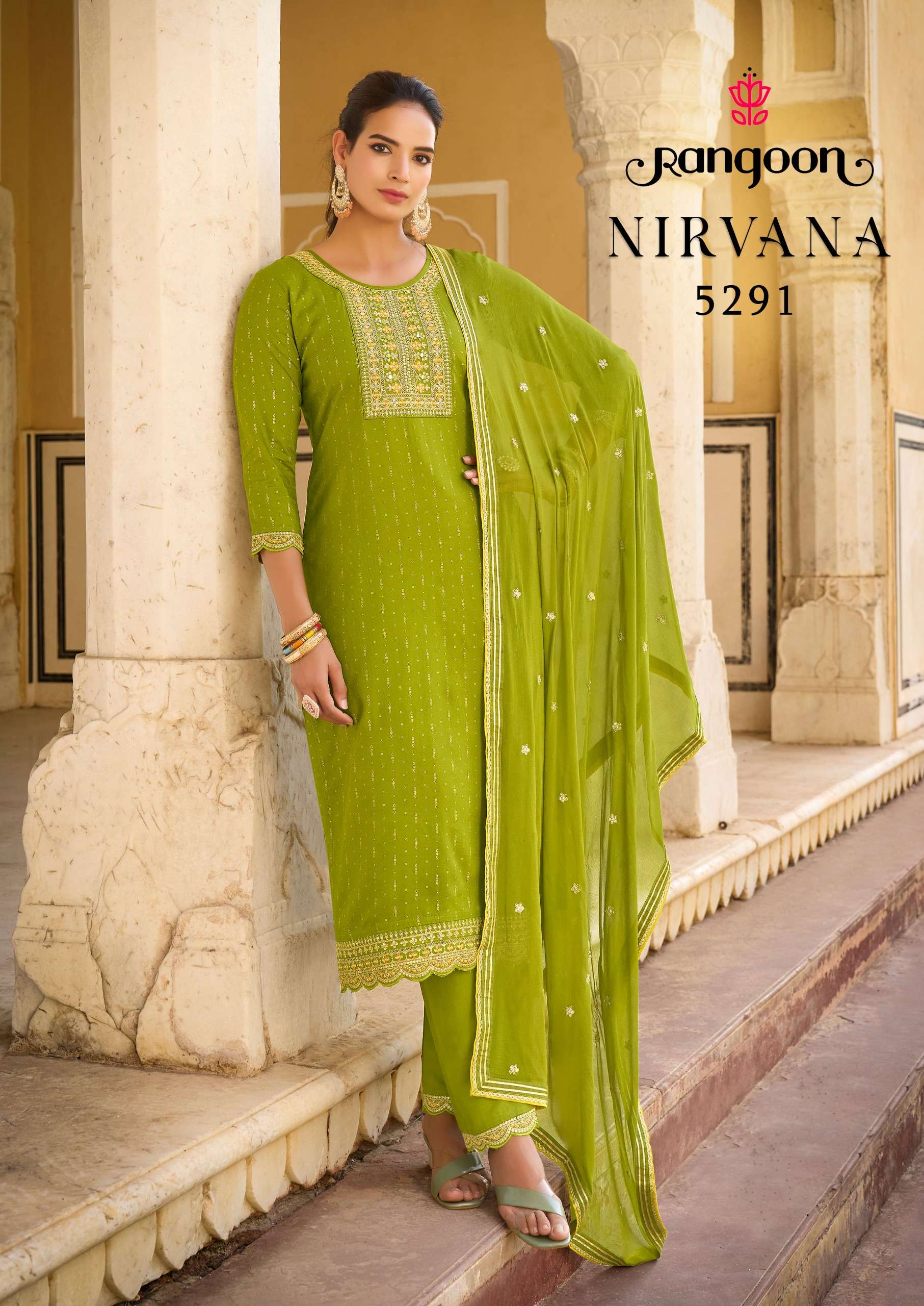 rangoon niravana rayon beutiful look top bottom with dupatta catalog