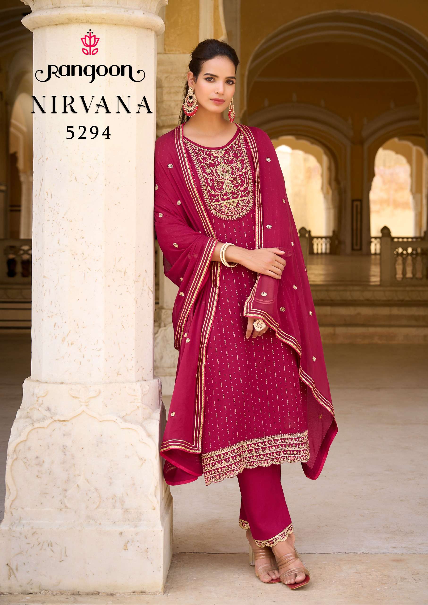 rangoon niravana rayon beutiful look top bottom with dupatta catalog