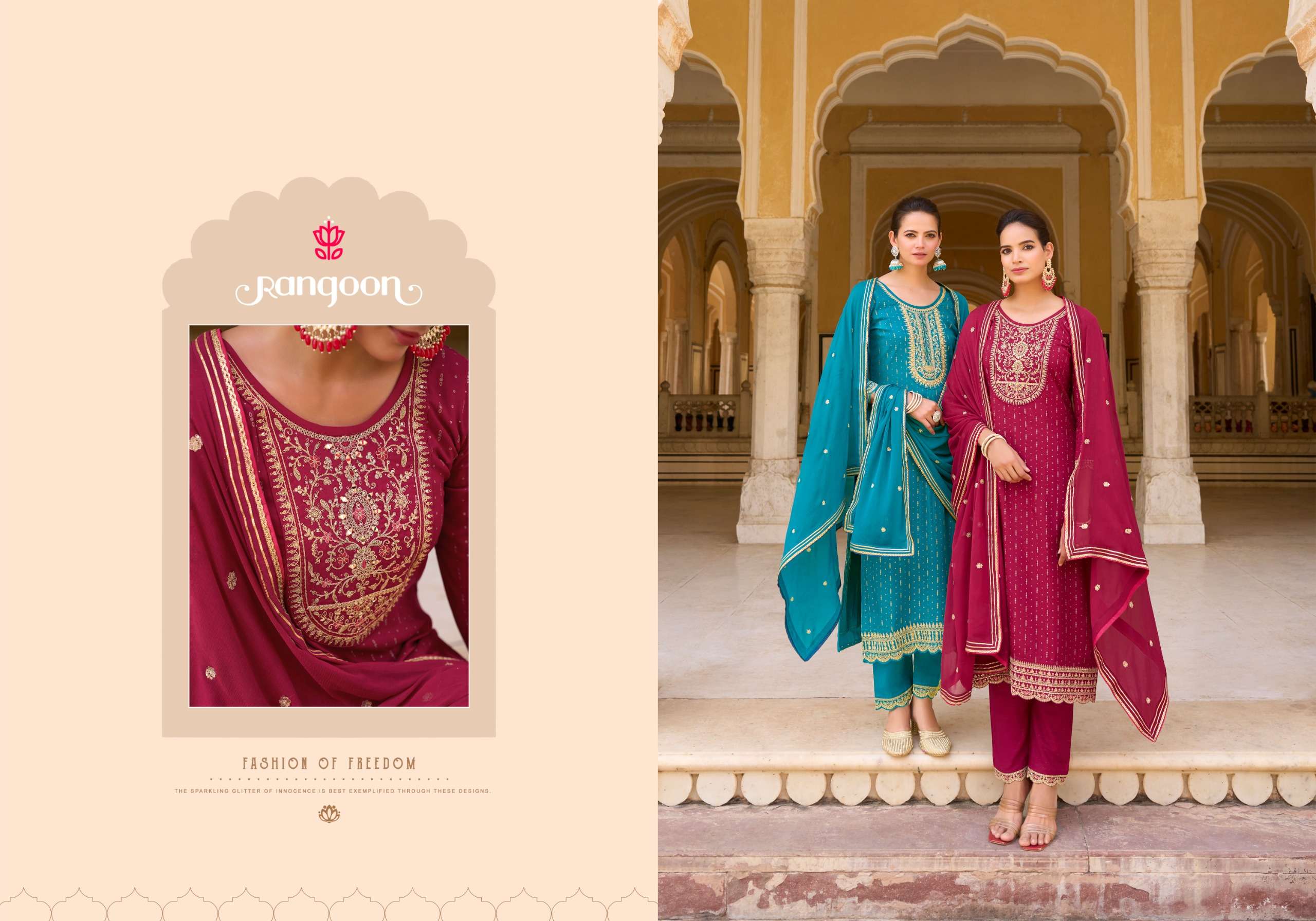 rangoon niravana rayon beutiful look top bottom with dupatta catalog