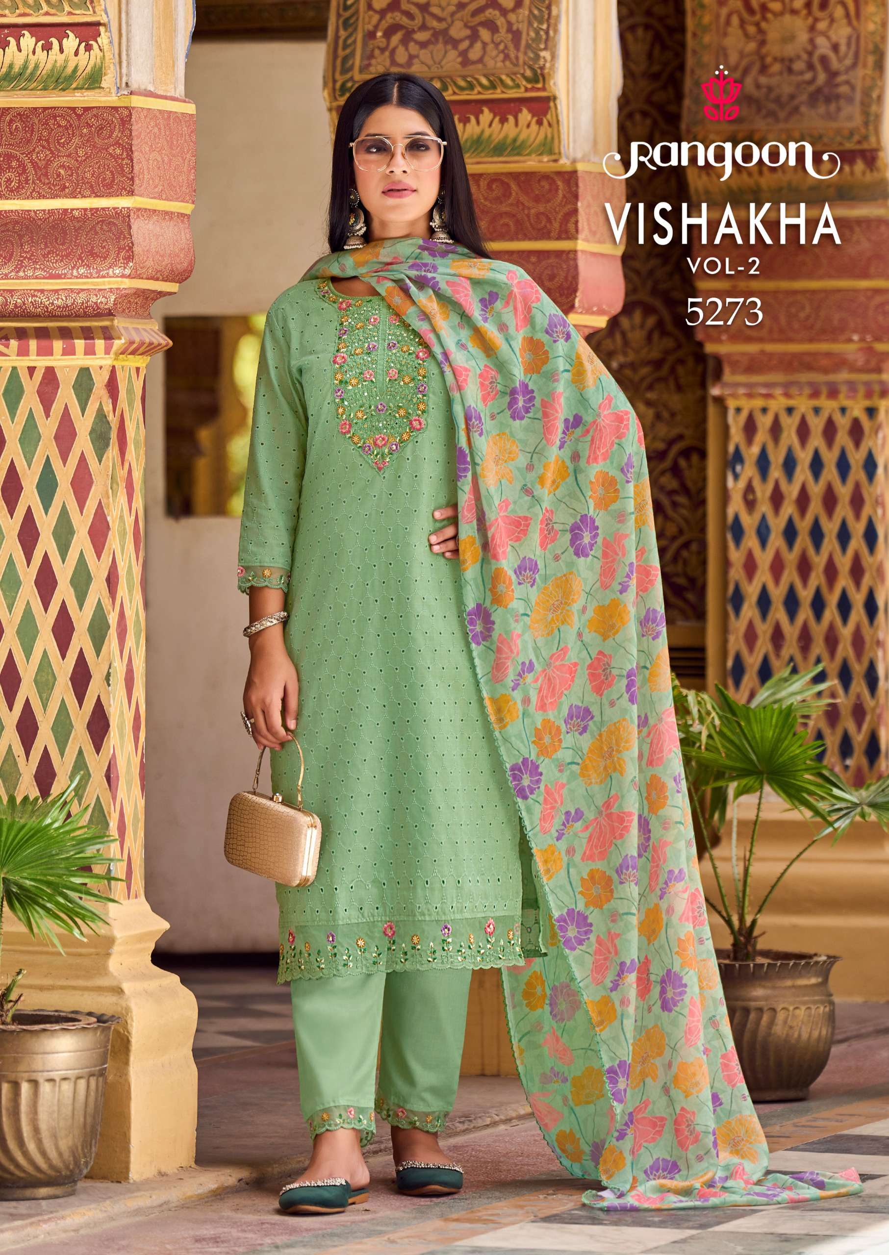 rangoon vishakha vol 2 cotton  beutiful look top bottom with dupatta catalog