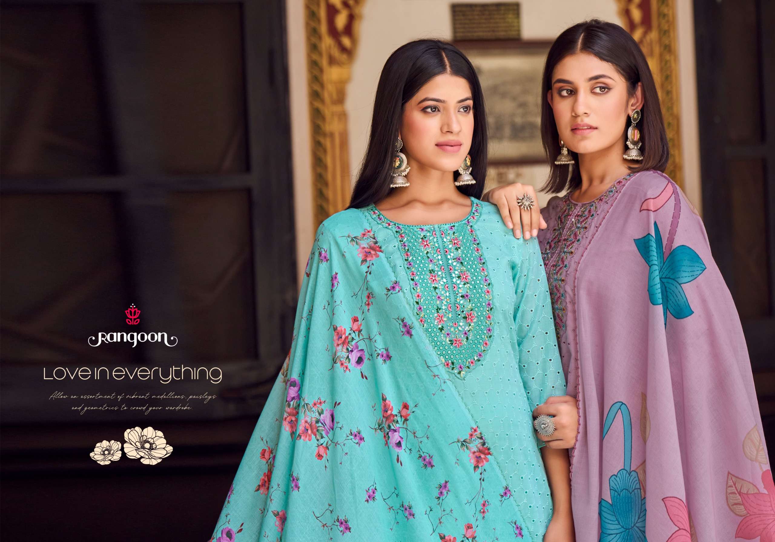 rangoon vishakha vol 2 cotton  beutiful look top bottom with dupatta catalog