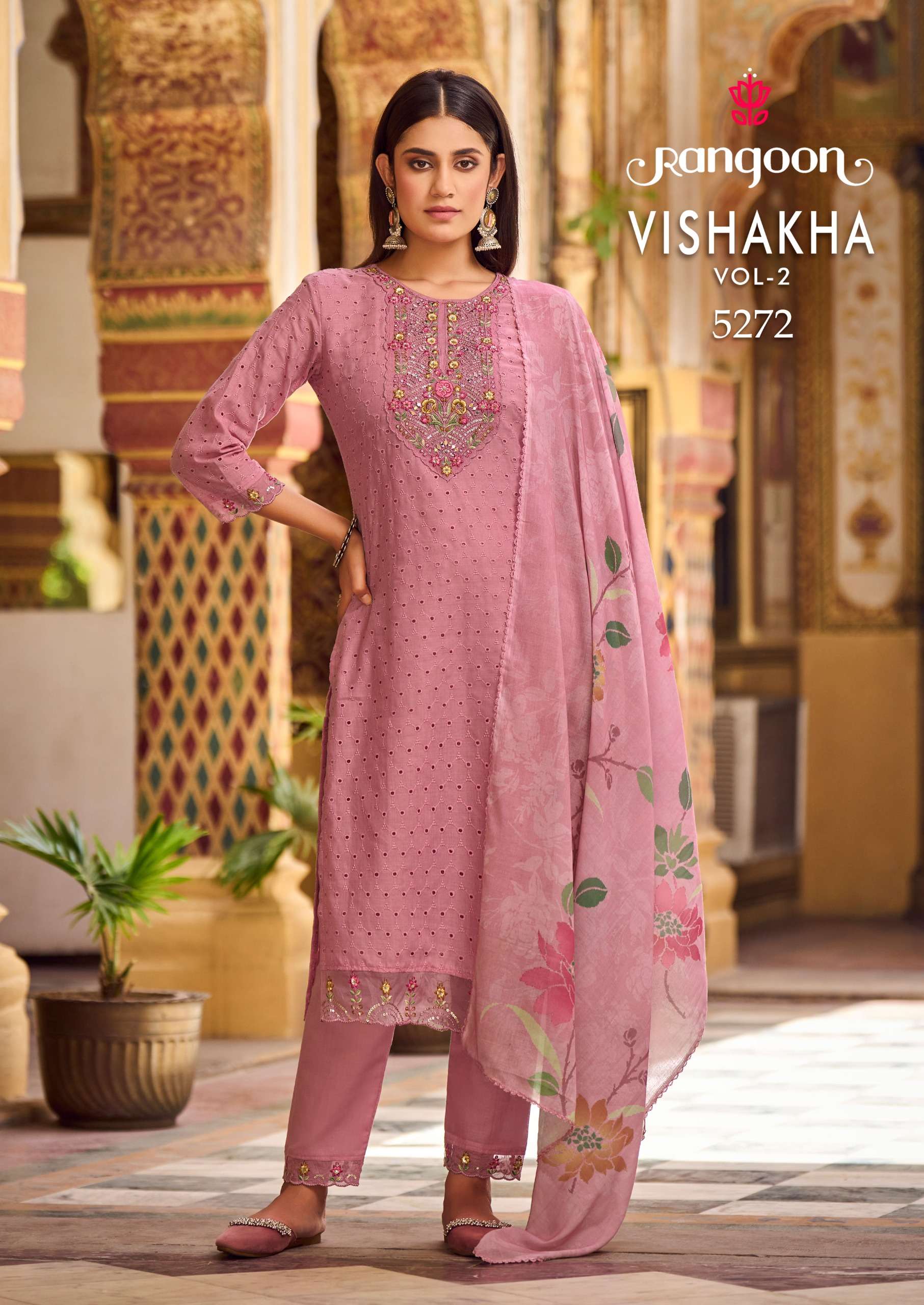 rangoon vishakha vol 2 cotton  beutiful look top bottom with dupatta catalog