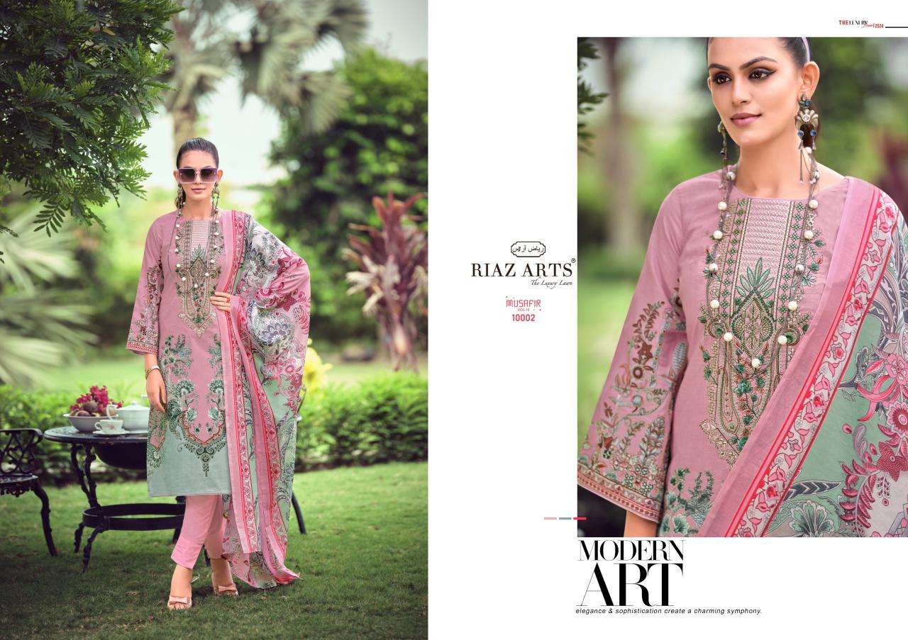 riaz arts musafir v 10 karachi lawn cotton exclusive print salwar suit catalog