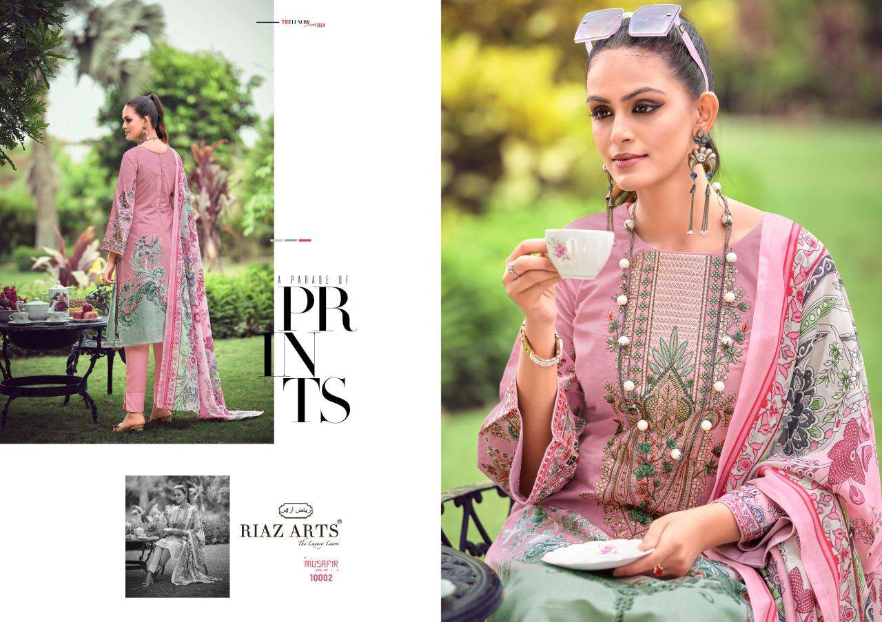 riaz arts musafir v 10 karachi lawn cotton exclusive print salwar suit catalog