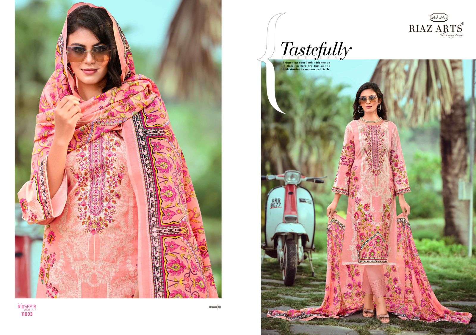 riaz arts musafir vol 9 lawn camric exclusive print salwar suit catalog